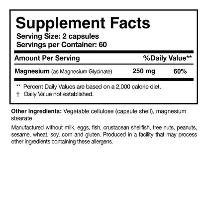 Researched Nutritionals Magnesium Glycinate Capsules - 125mg High Absorption Magnesium Glycinate Supplement to Support Healthy Bones and Energy Production - Vegan & Non-GMO (120 Capsules) Researched Nutritionals buy supplements Au