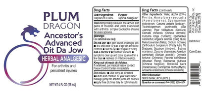 Plum Dragon Ancestors Advanced Dit Da Jow - Herbal Liniment, Sprain - 4 Oz Plum DragonBuy Supplements Australia