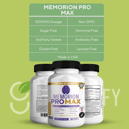 GREENVIFY Memorion Pro Max Extra Strength Brain Support Supplement, 60 Capsules, with DHA, Vitamins, Herbal Blend, 30-Day Supply (1) GREENVIFY buy supplements Au
