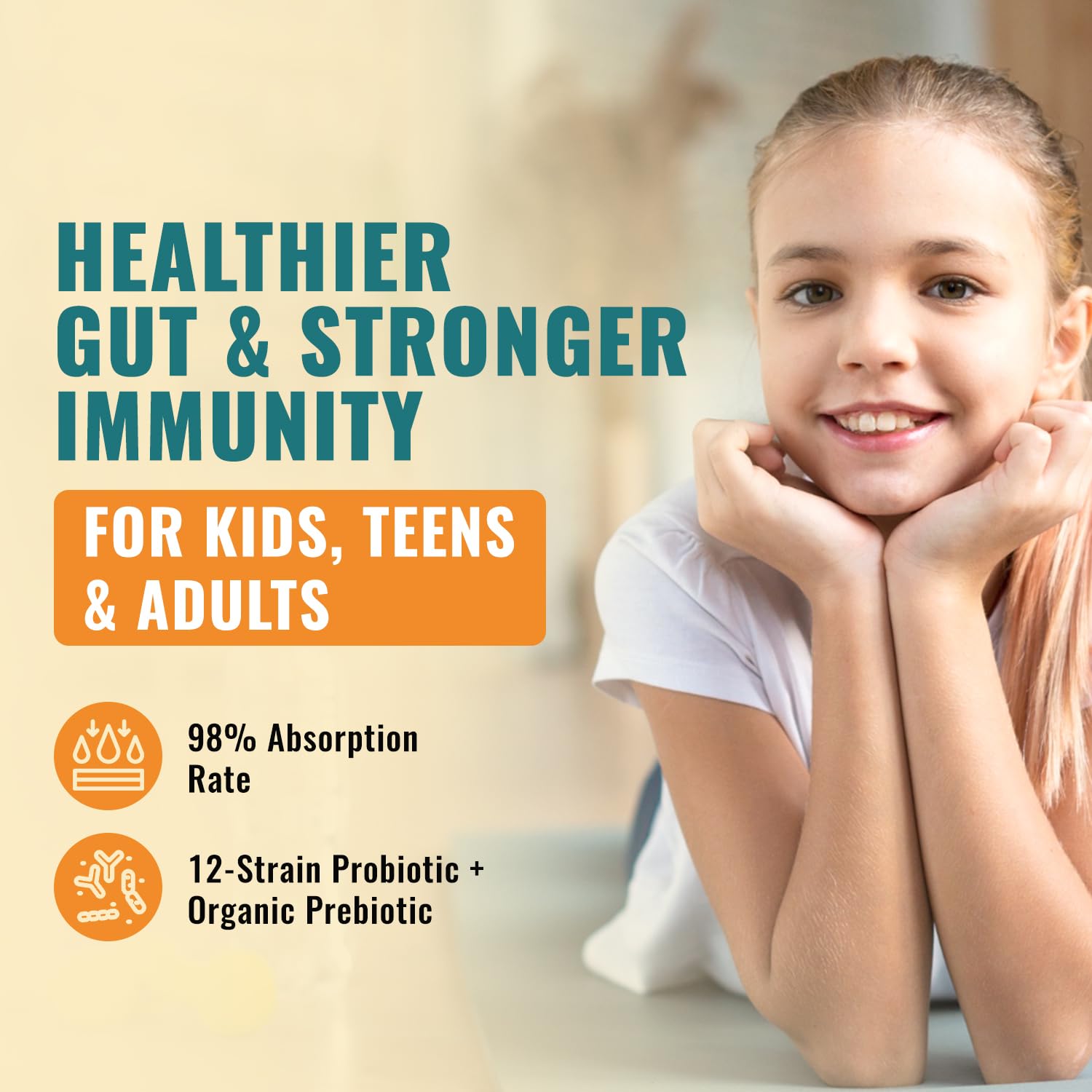 Liquid Probiotic for Women, Men, Kids, Toddler Probiotic: USDA Organic Probiotics, Vegan Probiotic Liquid & Alfalfa Blend + Acidophilus for Gut Health,