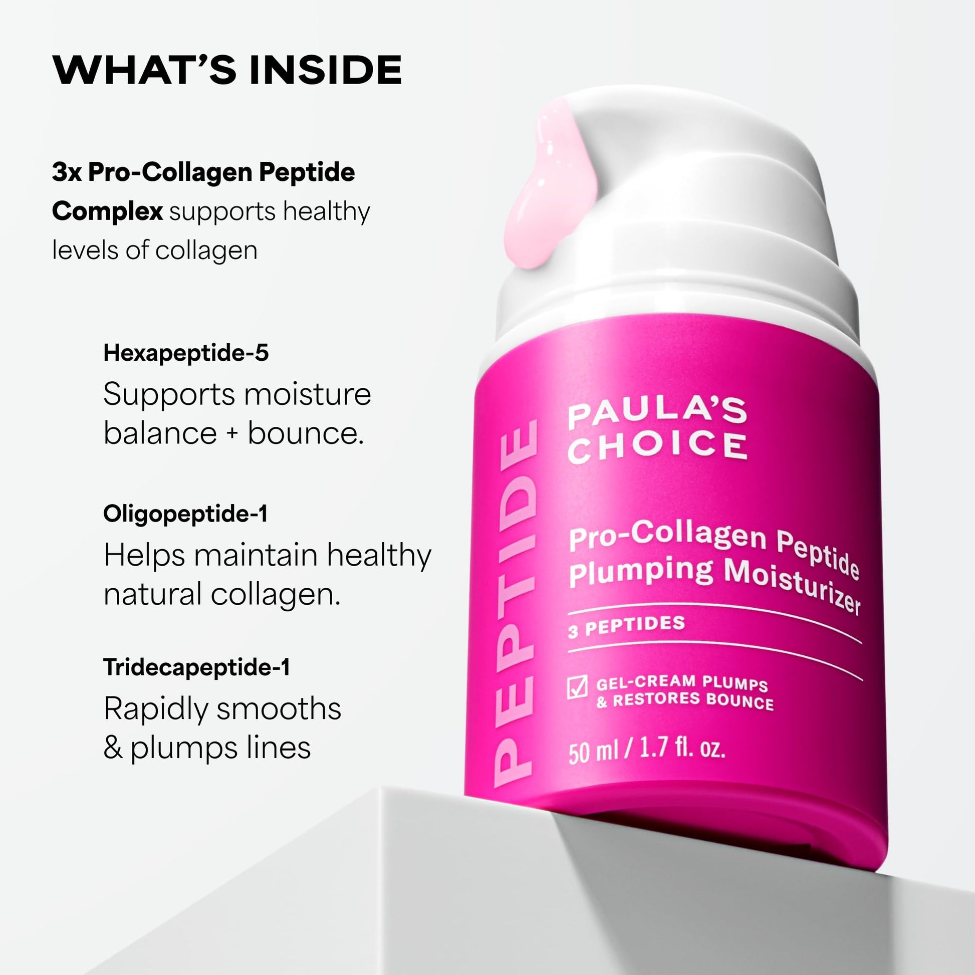 Paula's Choice Pro-Collagen Peptide Plumping Face Moisturizer, Daily Gel Face Cream for Deep Lightweight Hydration, Wrinkles & Loss of Firmness, Fragrance-Free, 1.7 Fl Oz Paula's ChoiceBuy Supplements Australia