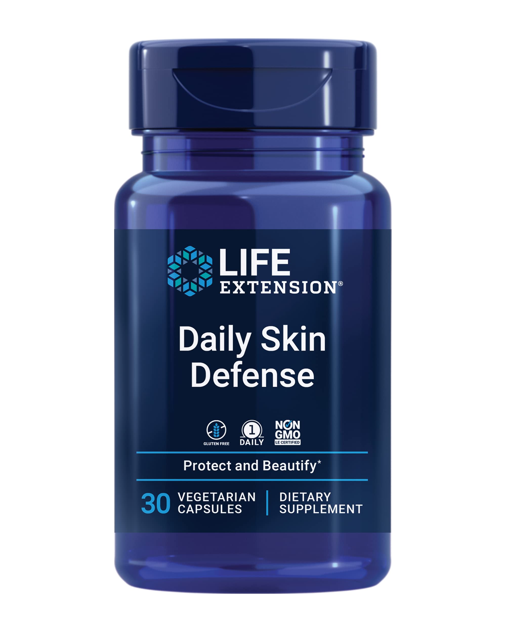 Life Extension Daily Skin Defense, Vitamin C, ceramides, Rosemary, Lemon Verbena, Helps Fight oxidative Stress & The Appearance of Wrinkles, Gluten-Free, Once-Daily, Non-GMO, Vegetarian, 30 Capsules Life ExtensionBuy Supplements Australia