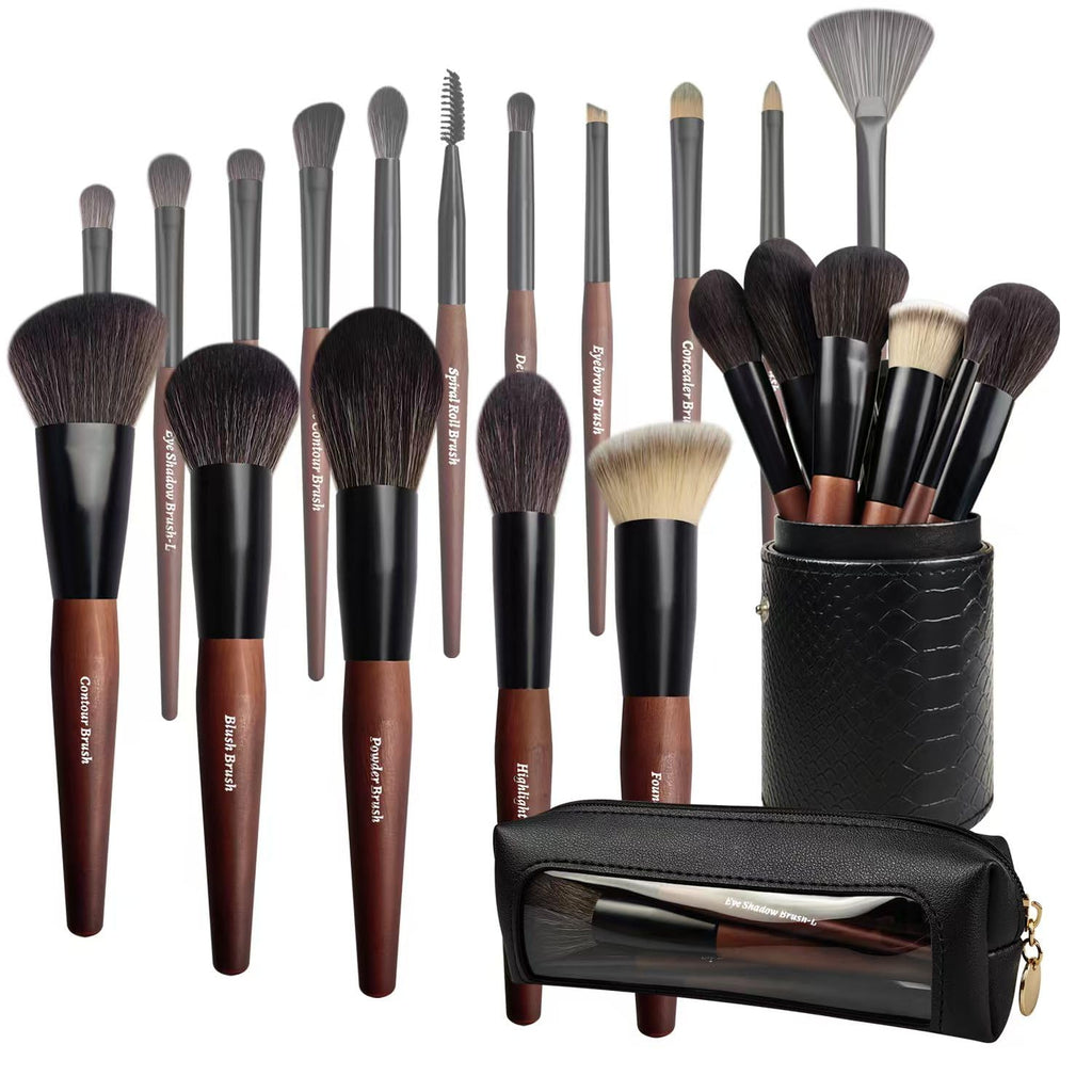 Makeup Brushes 16 Pcs Makeup Brush Set Professional, Wood Handle Travel Make Up Brushes Set with Case, Premium Cruelty-Free Synthetic Fiber Hair Makeup Brush Kit with Holder ZylsniceBuy Supplements Australia