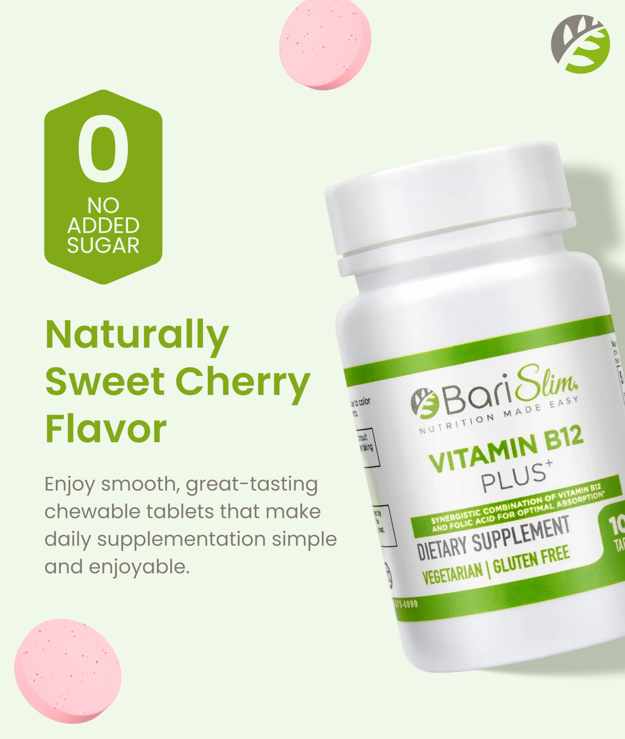 BariSlim Vitamin B12 Plus Tablets - Bariatric Formulated for Post Weight Loss Surgery, Including Gastric Bypass & Gastric Sleeve - Supports Energy Levels & Overall Health | Cherry Flavor BariSlim buy supplements Au