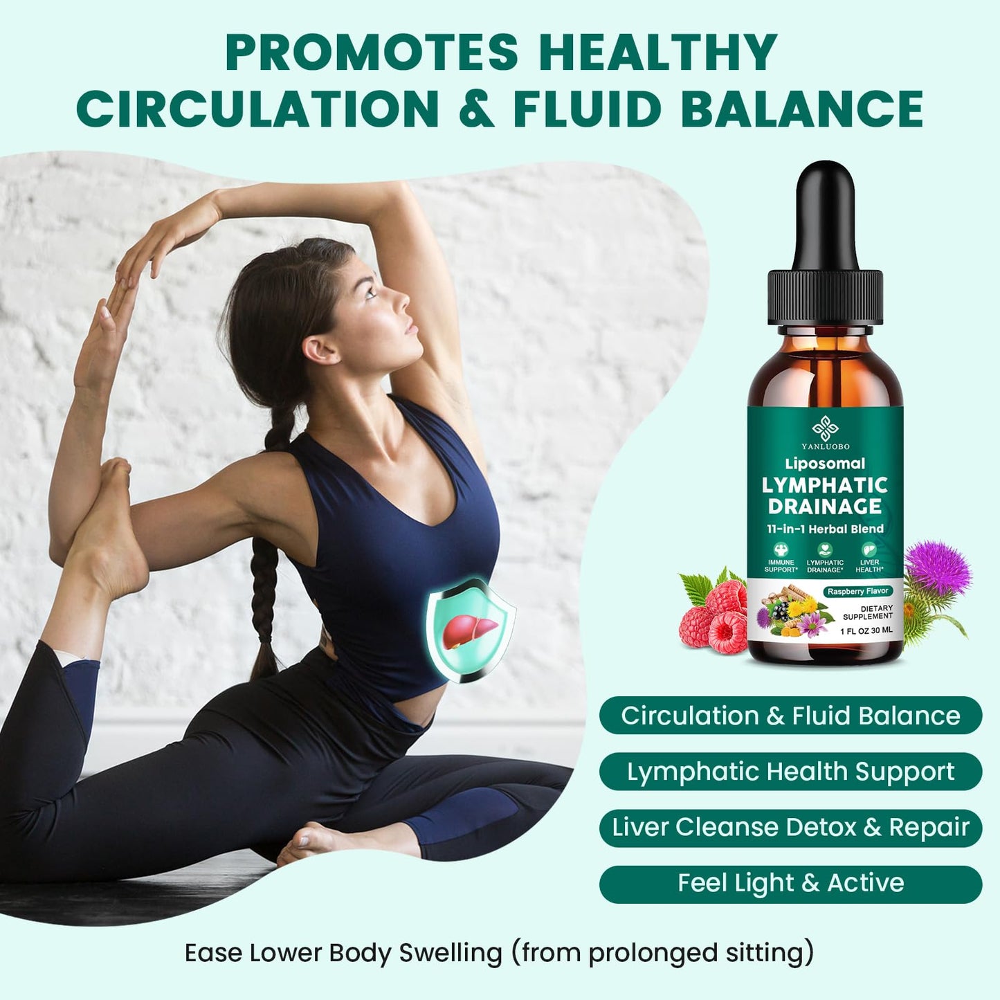 Lymphatic Drainage Drops - 11 in 1 Lymphatic Supplement for Immune, Lymph System & Liver Detox - with Echinacea, Horse Chestnut, Dandelion, Elderberry & Burdock - Raspberry Flavor, Vegan, 2 Fl Oz YANLUOBO buy supplements Au
