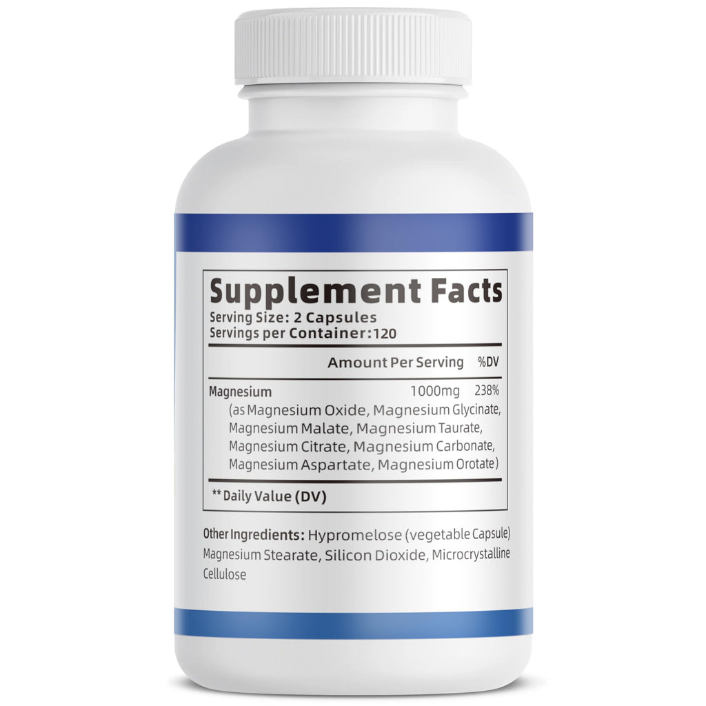 1000mg Magnesium Complex Capsules, 8-in-1 Magnesium Glycinate, Citrate, Malate, Taurate, Oxide, Carbonate, Aspartate, Orotate - 240 Capsules VivoNu buy supplements Au
