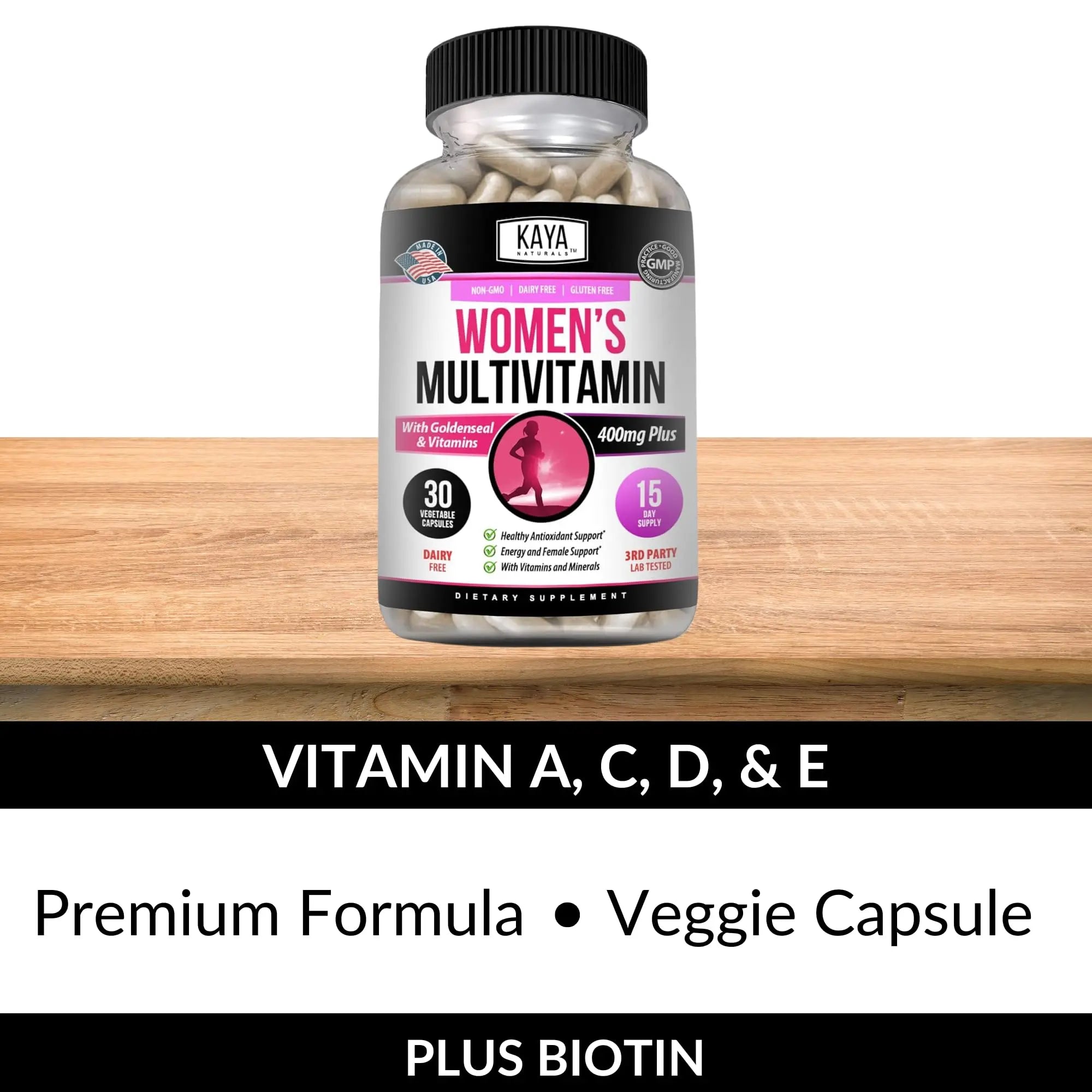 Kaya Naturals Women's Multivitamin, Overall Healthy Antioxidant, and Immune Support, Vitamins A, D, C, E, Biotin Kaya Naturals
