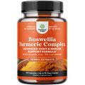 Bottle of Boswellia Turmeric Complex dietary supplement with orange label on a white background