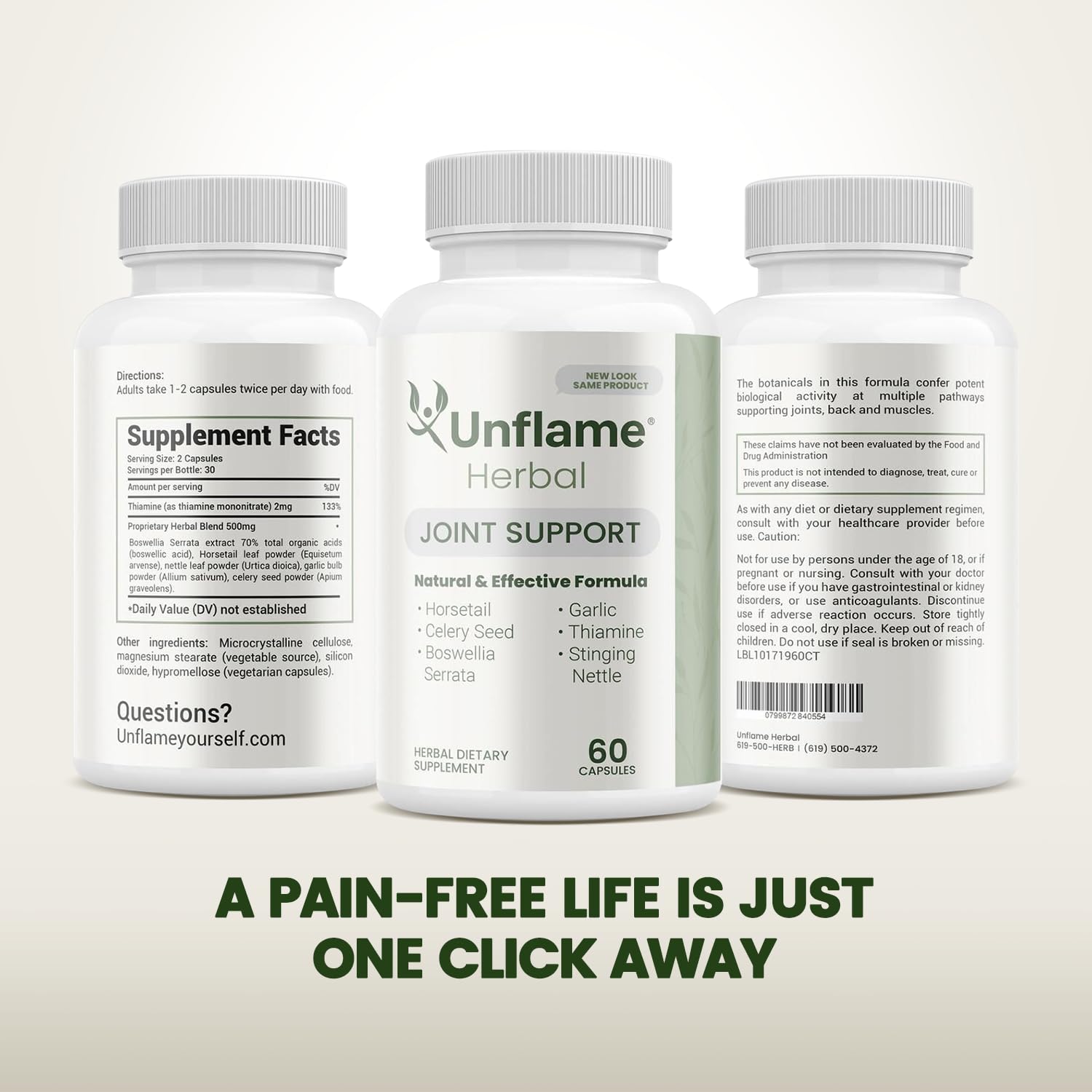 Unflame Herbal Supplement – Botanical Support for Joints, Back, and Muscles – 60 Capsules – Natural Herbal Blend – Dietary Supplement UnflameBuy Supplements Australia