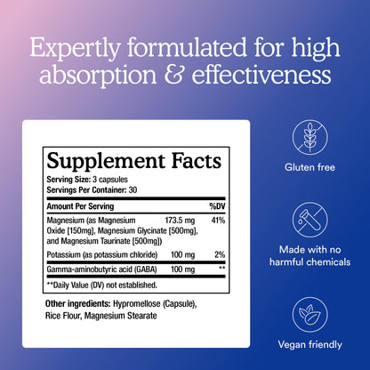 MitoQ Triple Magnesium Complex | Magnesium Glycinate, Taurinate, Oxide with GABA for Heart Health, Stress Management, & Deeper Sleep | High Absorption | 90 Capsules MitoQ buy supplements Au