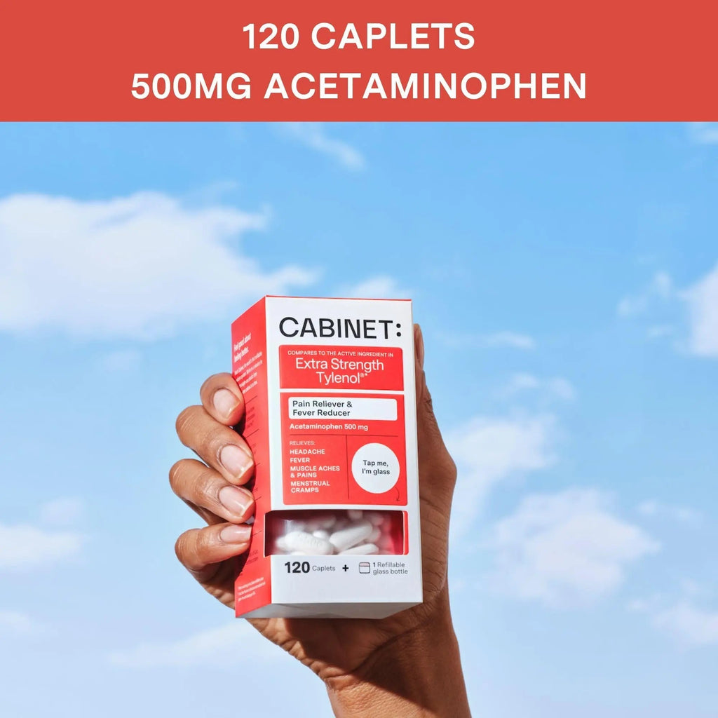 Cabinet: 500mg Acetaminophen for Headache Relief, Toothaches, Sore Throat, and Fever Reducer, 120 Tablets (Refill Pouch) Cabinet:Buy Supplements Australia
