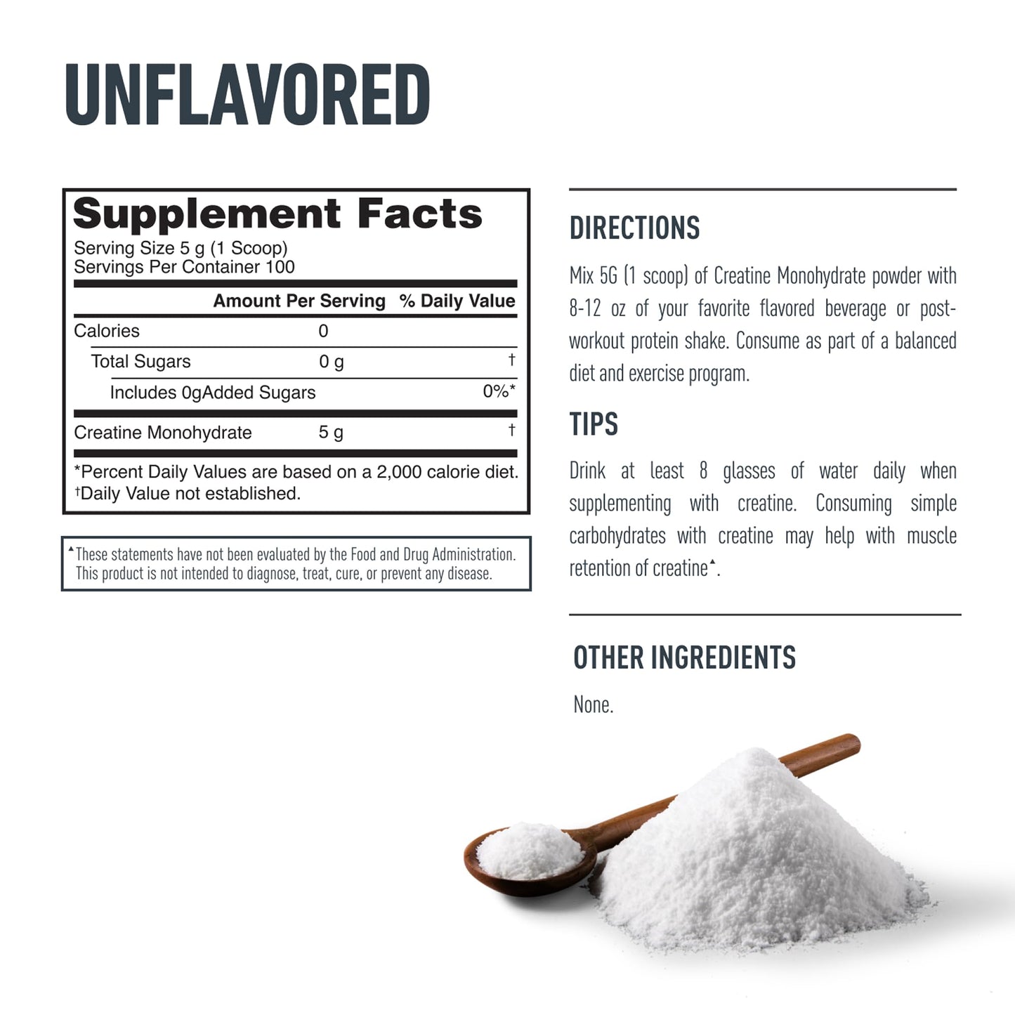 Isopure 100% Pure Creatine Monohydrate Powder, Sugar Free, Unflavored, 5g Creatine Monohydrate Per Serving, 1.1 Lbs,