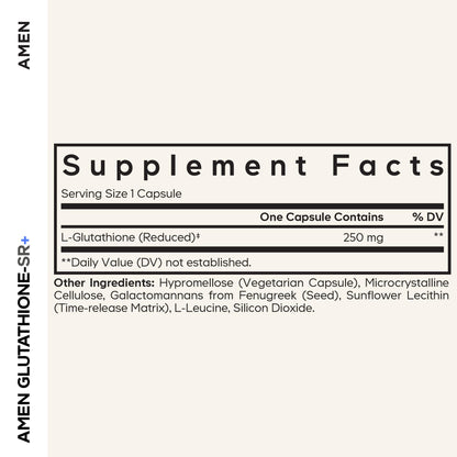 Amen Glutathione-SR+ Advanced Sustained-Release Supplement - 2-Month Supply - Reduced L-Glutathione - Galactomannans Fenugreek Seed - Time-Reduced Matrix - Non-GMO - 60 Capsules AmenBuy Supplements Australia