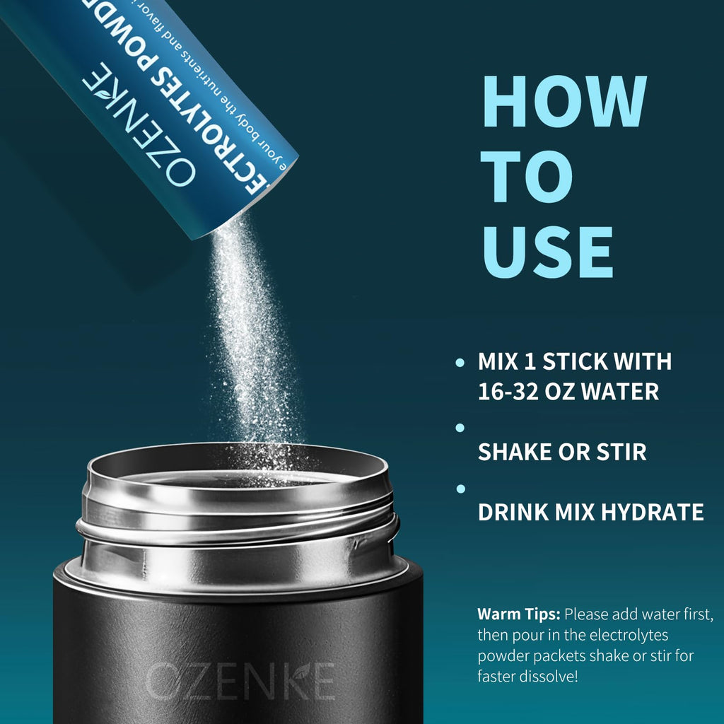 OZENKE Electrolytes Powder Packets, 30 Sticks Hydration Packets Sugar Free, Electrolyte Drink Mix Travel Electrolyte Packets