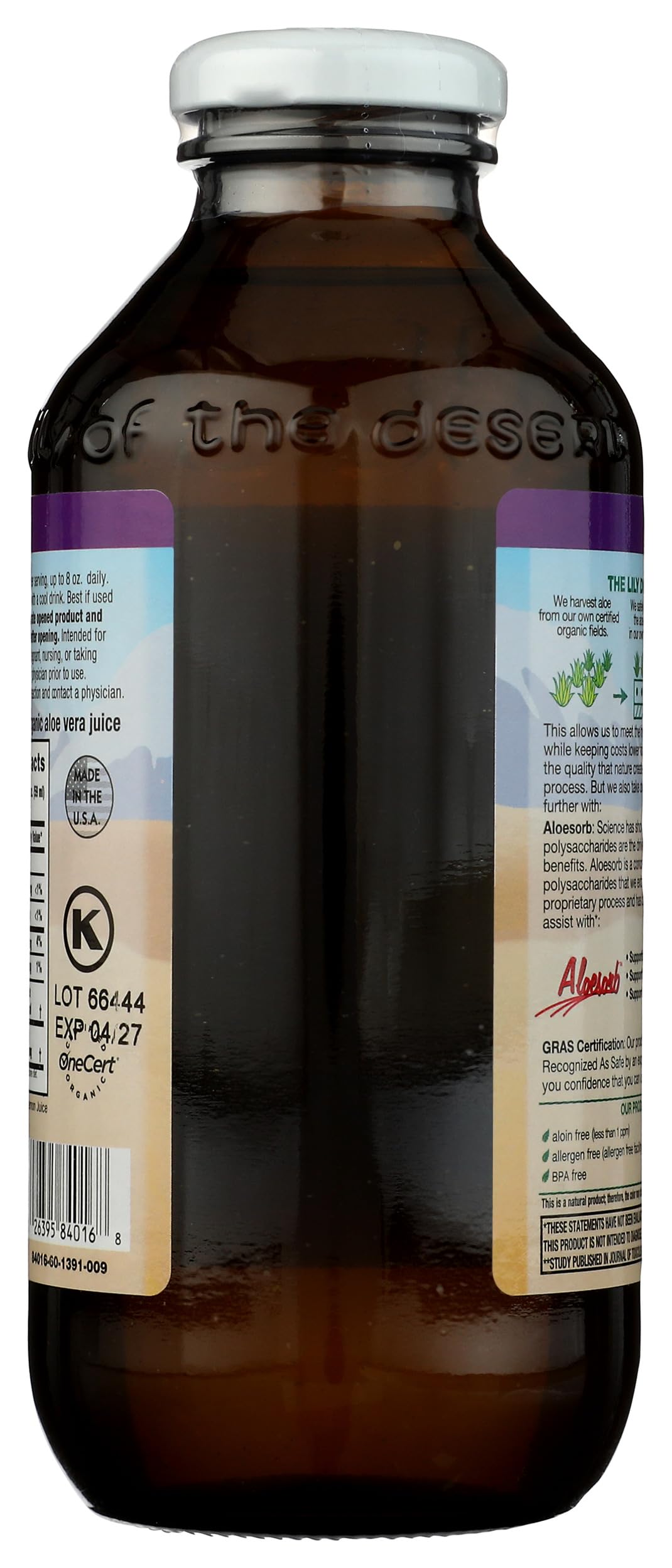 Lily of the Desert Aloe Vera Juice, Whole Leaf Filtered, Organic & Preservative Free – Natural Vitamins, Digestive Enzymes for Gut Health,
