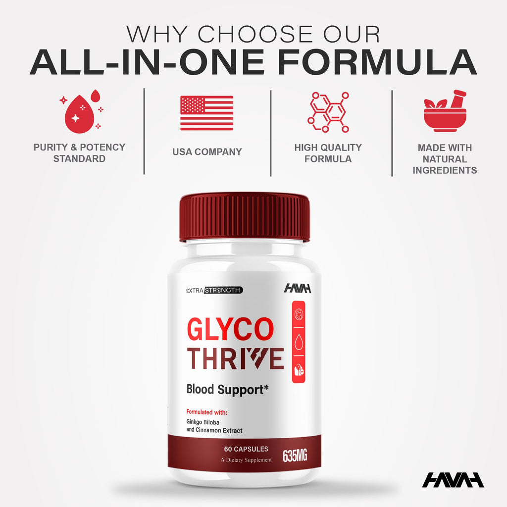 (2 Pack) Glyco Thrive Blood Support GlycoThrive Maximum Strength Capsules, Glyco Thrive Advanced Daily Multivitamin Health and Wellness Supplement, GlycoThrive Health Support Pills (120 Capsules) HavahBuy Supplements Australia