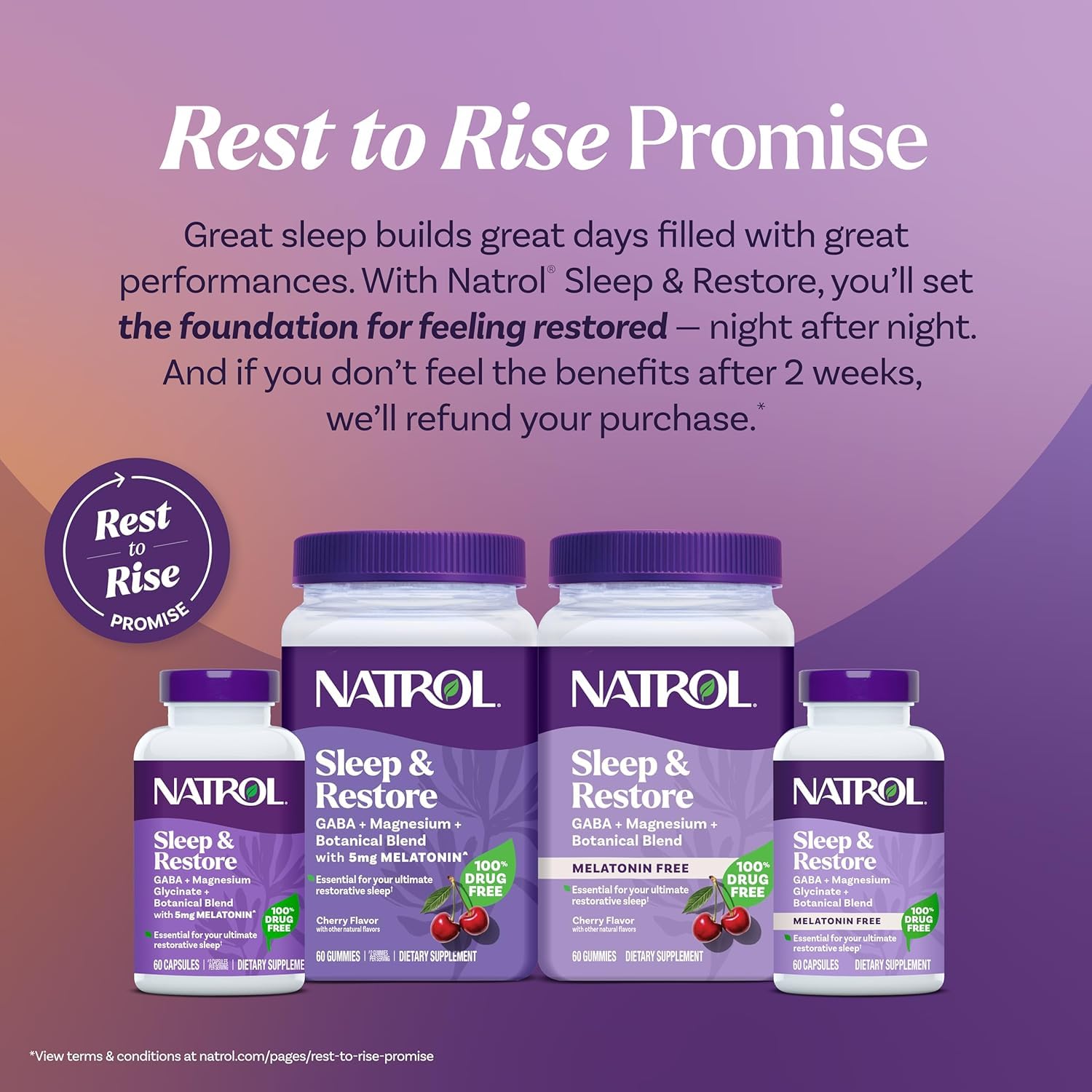 Natrol Sleep & Restore Magnesium Glycinate Blend Gummies, Magnesium for Sleep Aids for Adults, Melatonin-Free, Cherry Flavored, 30 Day Supply, 60 Gummies (Pack of 2) NatrolBuy Supplements Australia