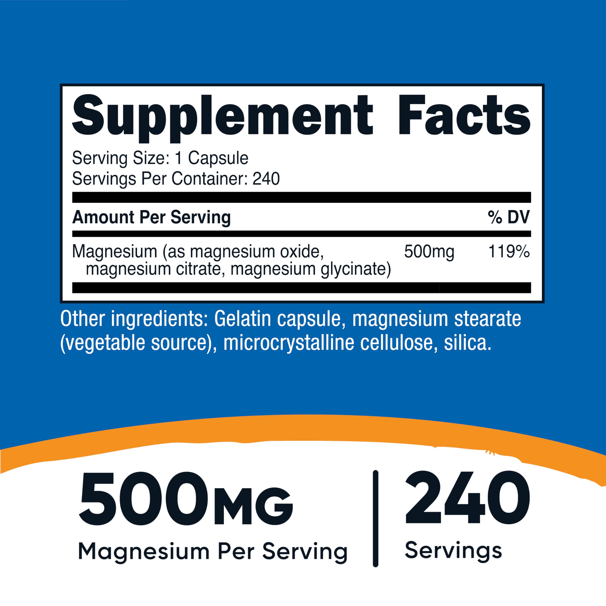 Nutricost Magnesium Complex 500mg, 240 Capsules - Magnesium Oxide, Citrate, and Glycinate - Gluten Free and Non-GMO Nutricost buy supplements Au