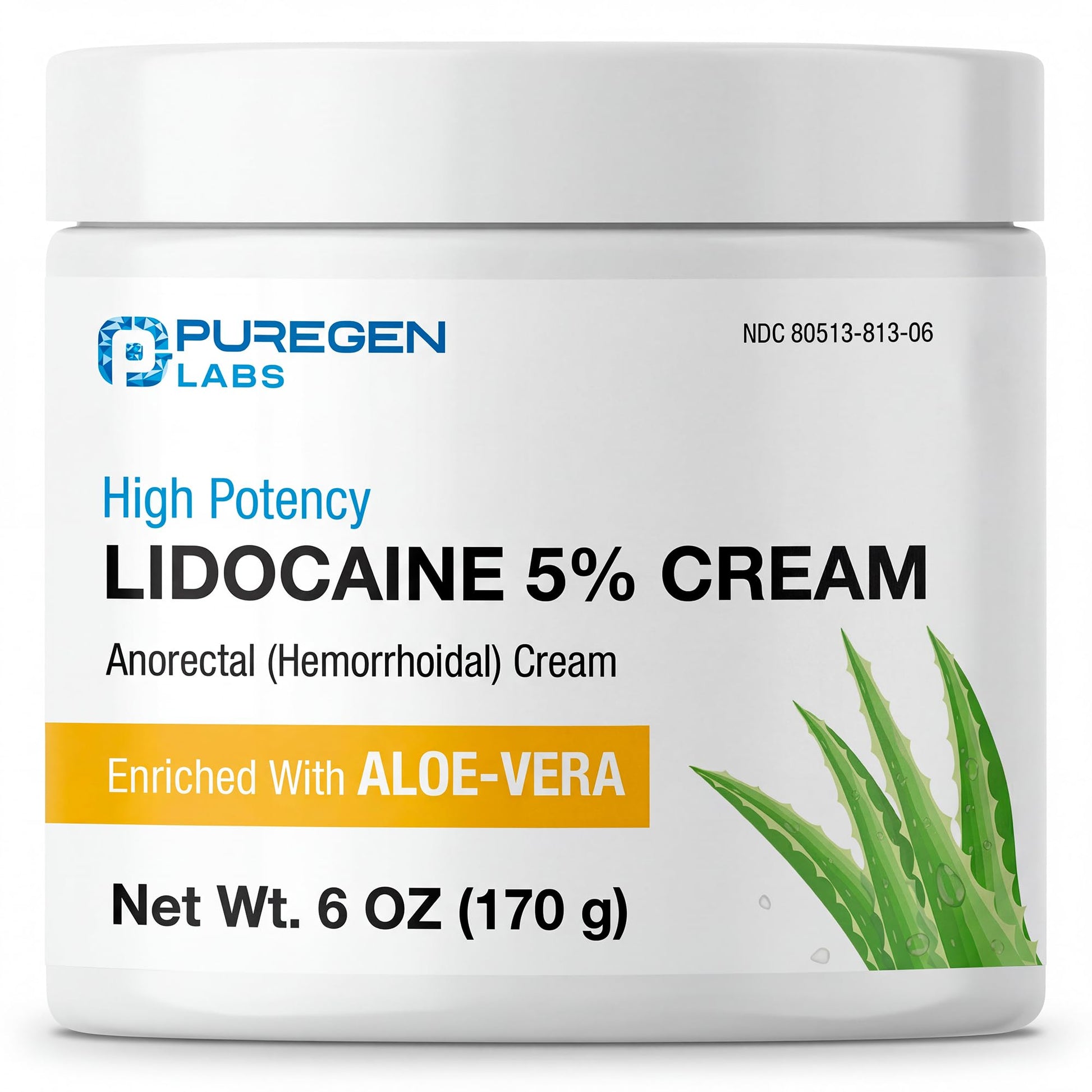 Puregen Labs Lidocaine 5% Anorectal (hemorrhoidal) Cream Maximum Strength | Enriched with Aloe-Vera | 6 Oz P Puregen LabsBuy Supplements Australia