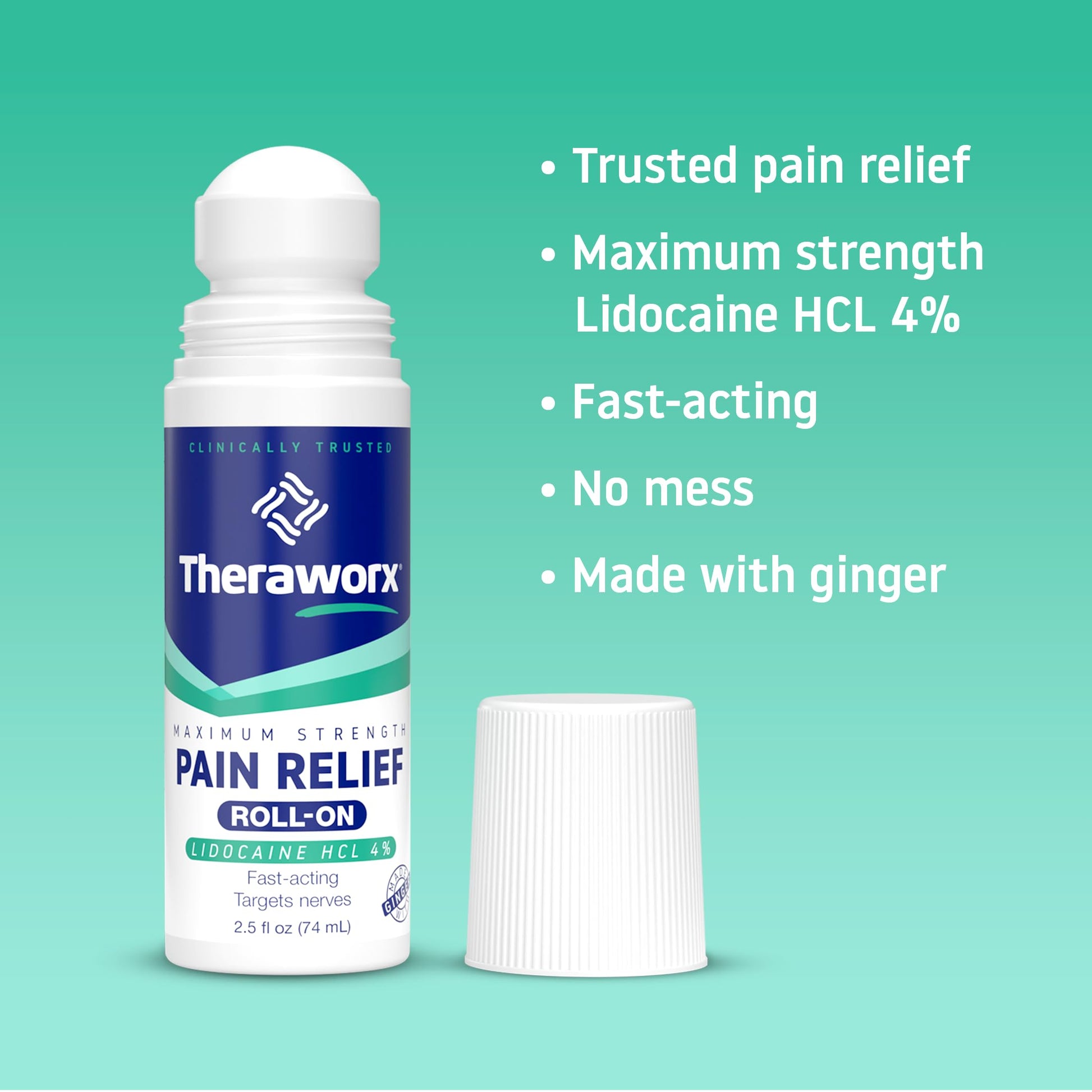 Theraworx Maximum Strength Pain Relief Roll-On with Lidocaine, Fast-Acting - 2.5 Oz - 1 Count TheraworxBuy Supplements Australia