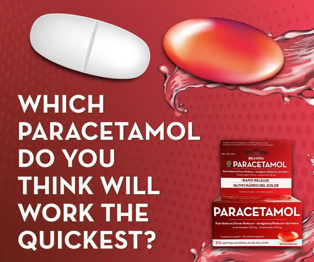 Belmora Paracetamol Acetaminophen 325mg 20 Softgels for Pain Relief, Liquid Filled Capsules for Rapid Release, Fever Reducer for Adults Extra Strength Belmora paracetamolBuy Supplements Australia