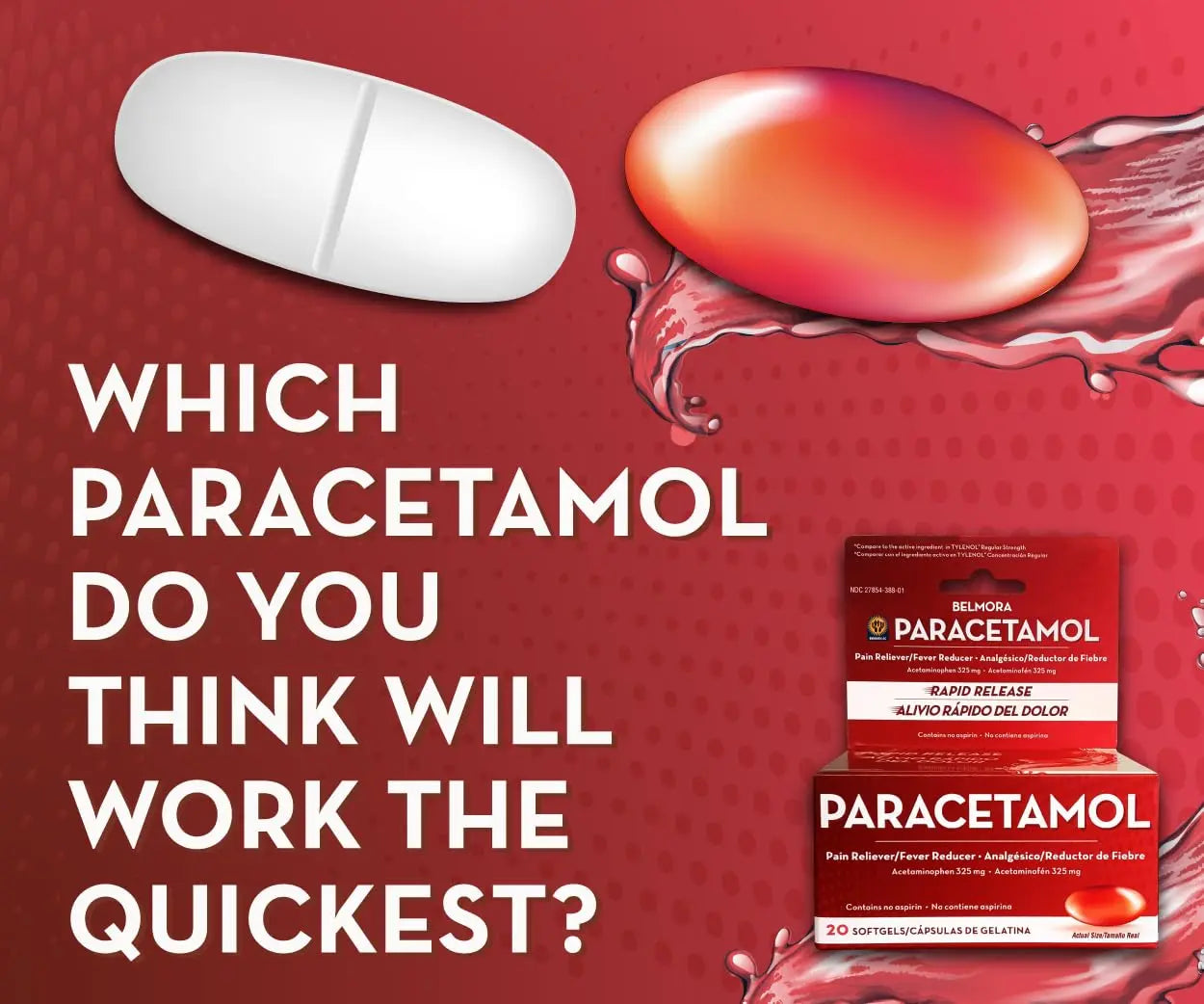 Belmora Paracetamol Acetaminophen 325mg 20 Softgels for Pain Relief, Liquid Filled Capsules for Rapid Release, Fever Reducer for Adults Extra Strength Belmora paracetamolBuy Supplements Australia