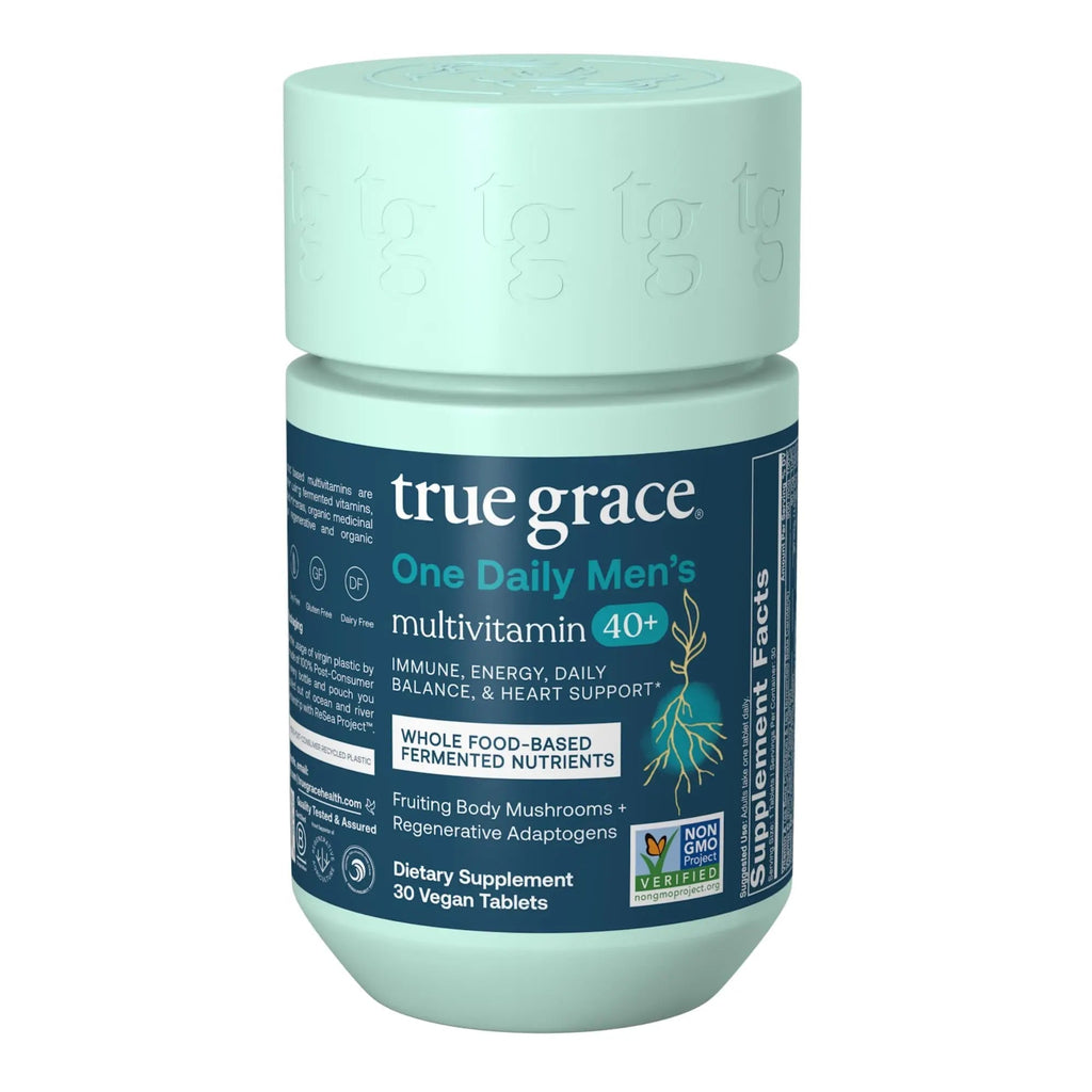 True Grace Men's 40+ One Daily Multivitamin Fermented Minerals, Organic Adaptogens & Mushrooms Whole Body Balance Immune True Grace