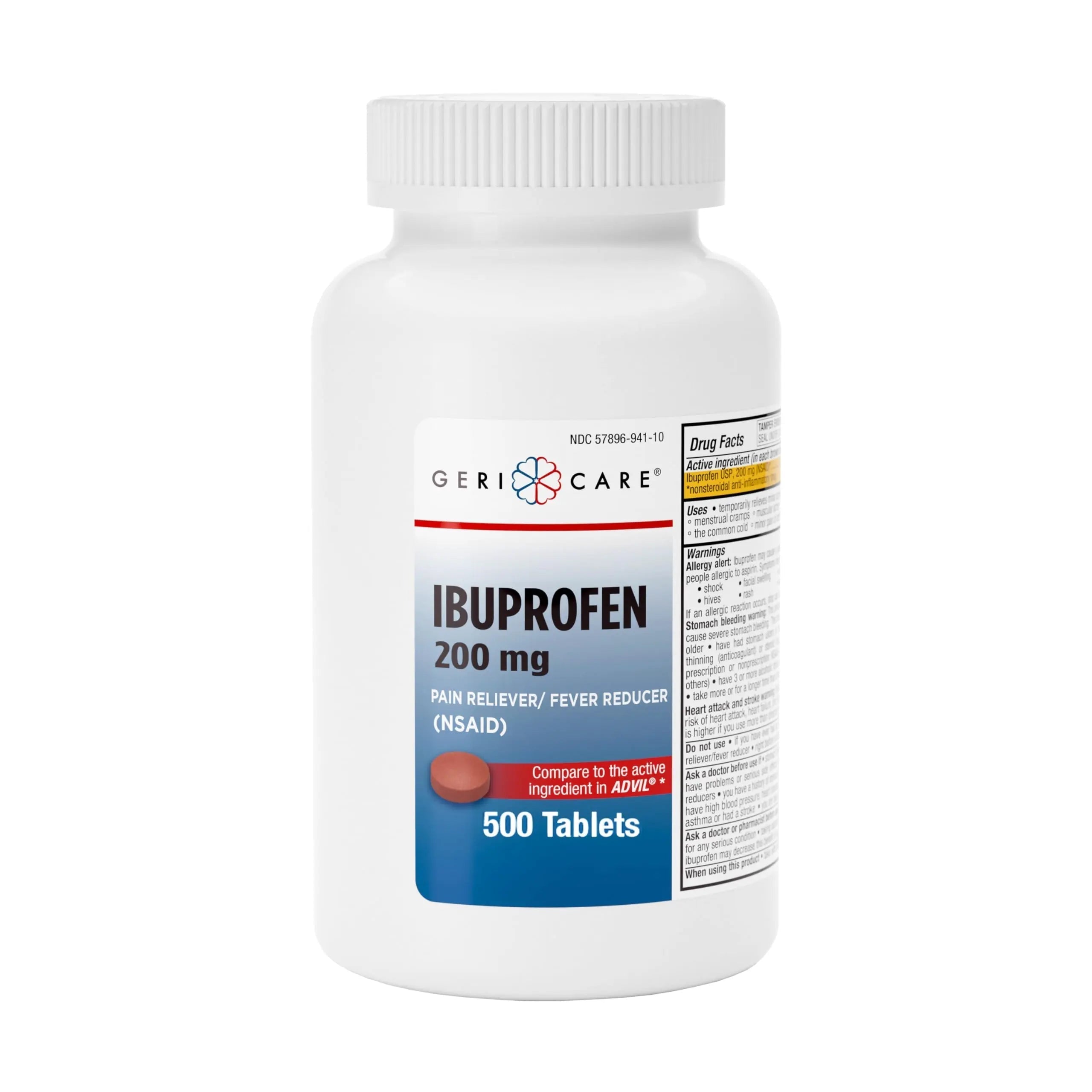 GeriCare Ibuprofen 200mg, Pain Reliever, Fever Reducer, Relieves Body Aches, 500 Count (Pack of 1) GeriCareBuy Supplements Australia