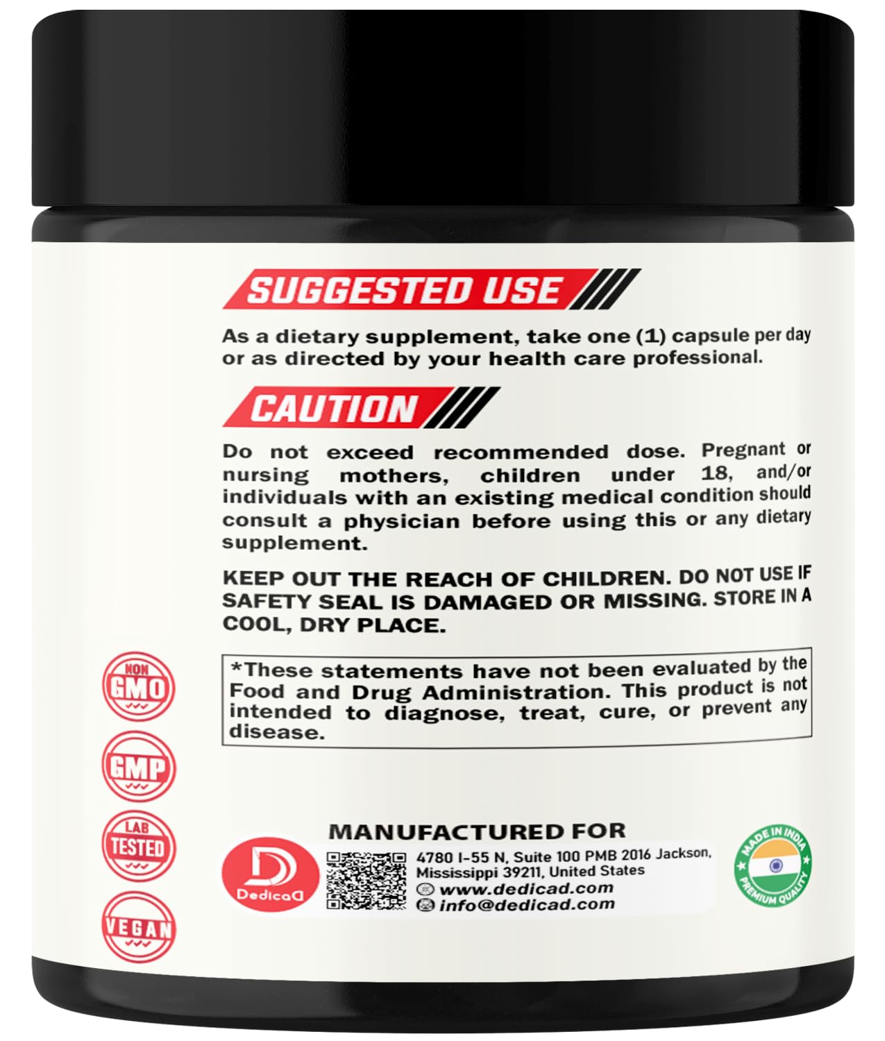 DEDICAD 12in1 Wormwood Capsules Black Walnut Cloves, Ginger, Turmeric Curcumin & Black Pepper - Immune System - 60 Capsules DEDICAD buy supplements Au
