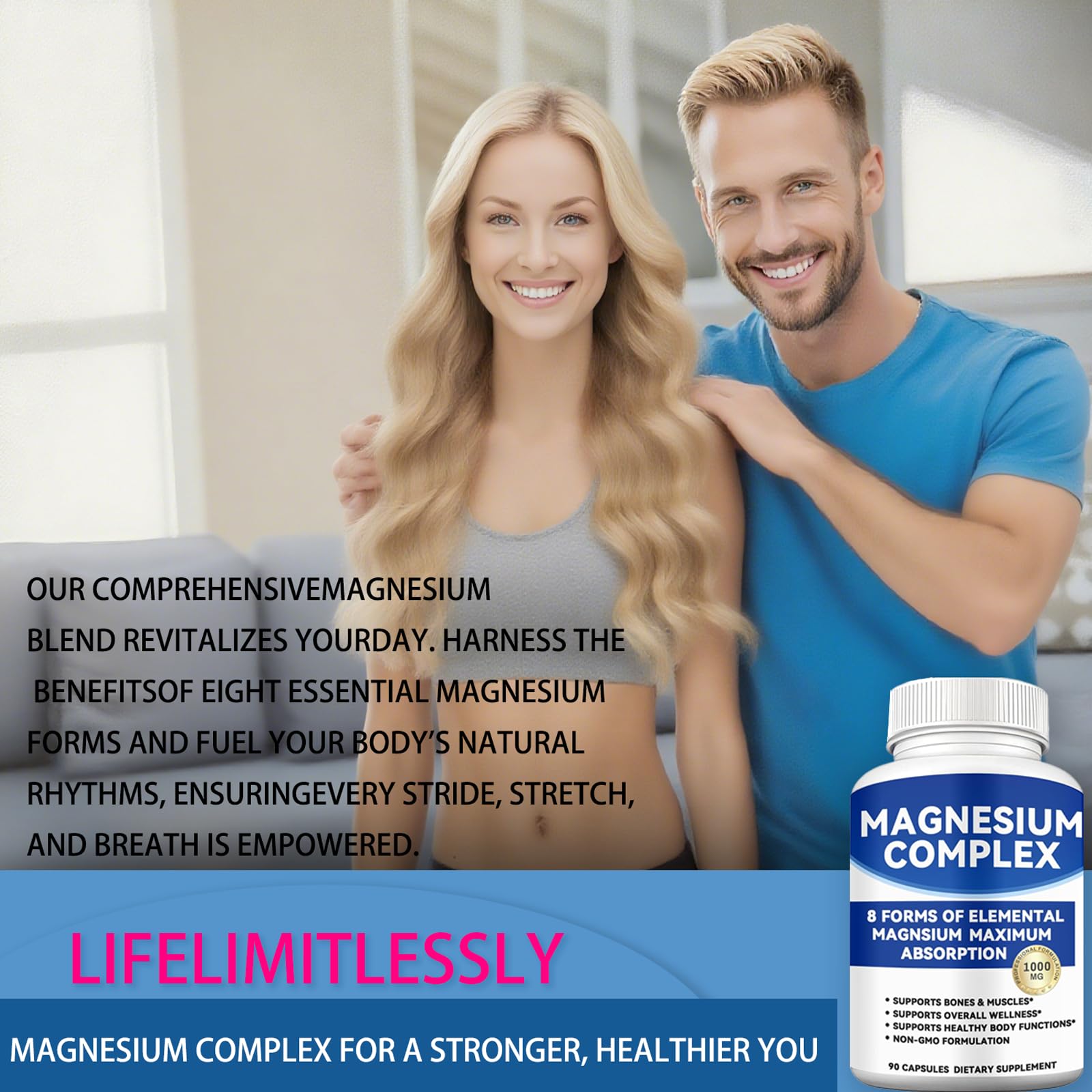 Magnesium Complex 1000mg with 8 Forms – Glycinate, Citrate, Malate, Taurate for Absorption – Supports Bone, Muscle, Energy & Recovery – Vegan, Non-GMO, 90 Capsules (1) alzclipp buy supplements Au