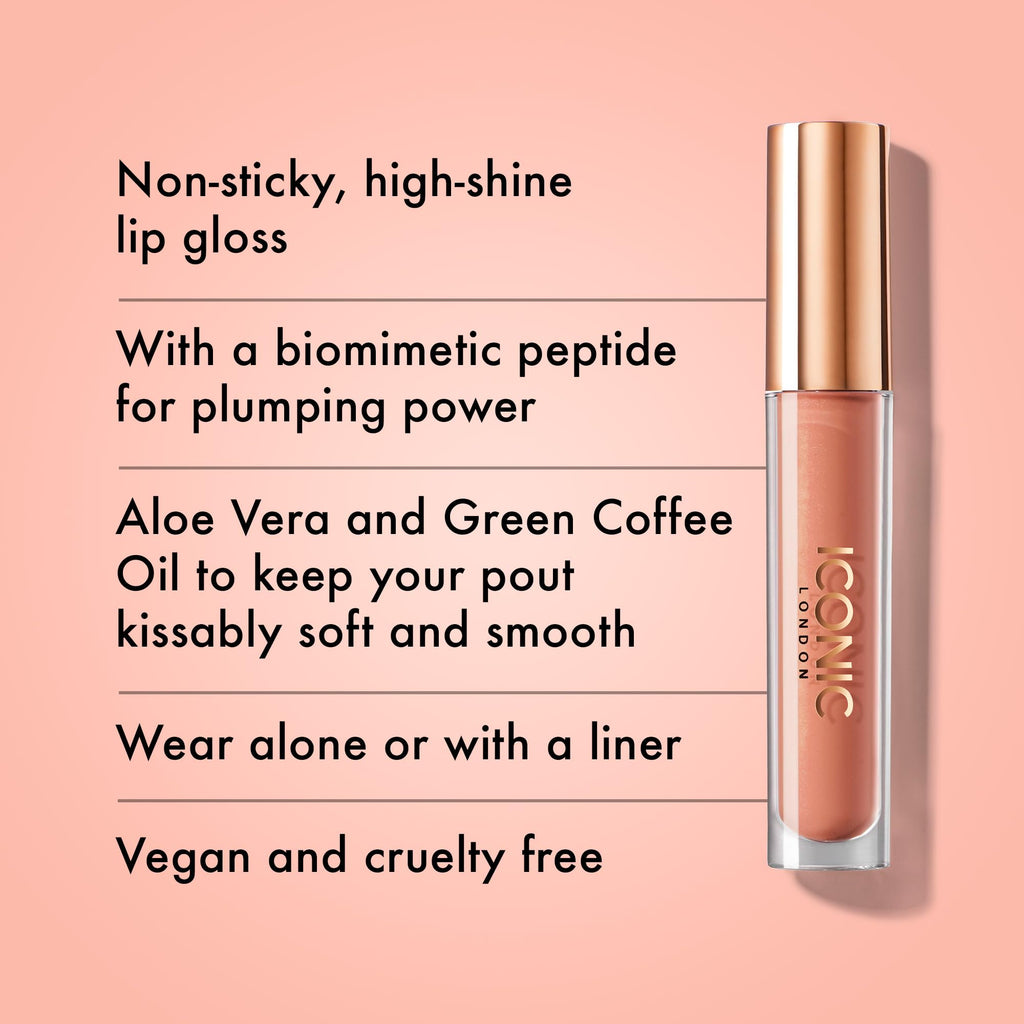 ICONIC LONDON Lip Pumping Gloss | High-Shine, Non Sticky, Lip Gloss infused with Biomimetic Peptide for Voluminous Looking Lips, Cruelty Free, Vegan Makeup, 0.16 Fl oz ICONIC LONDON buy supplements Au
