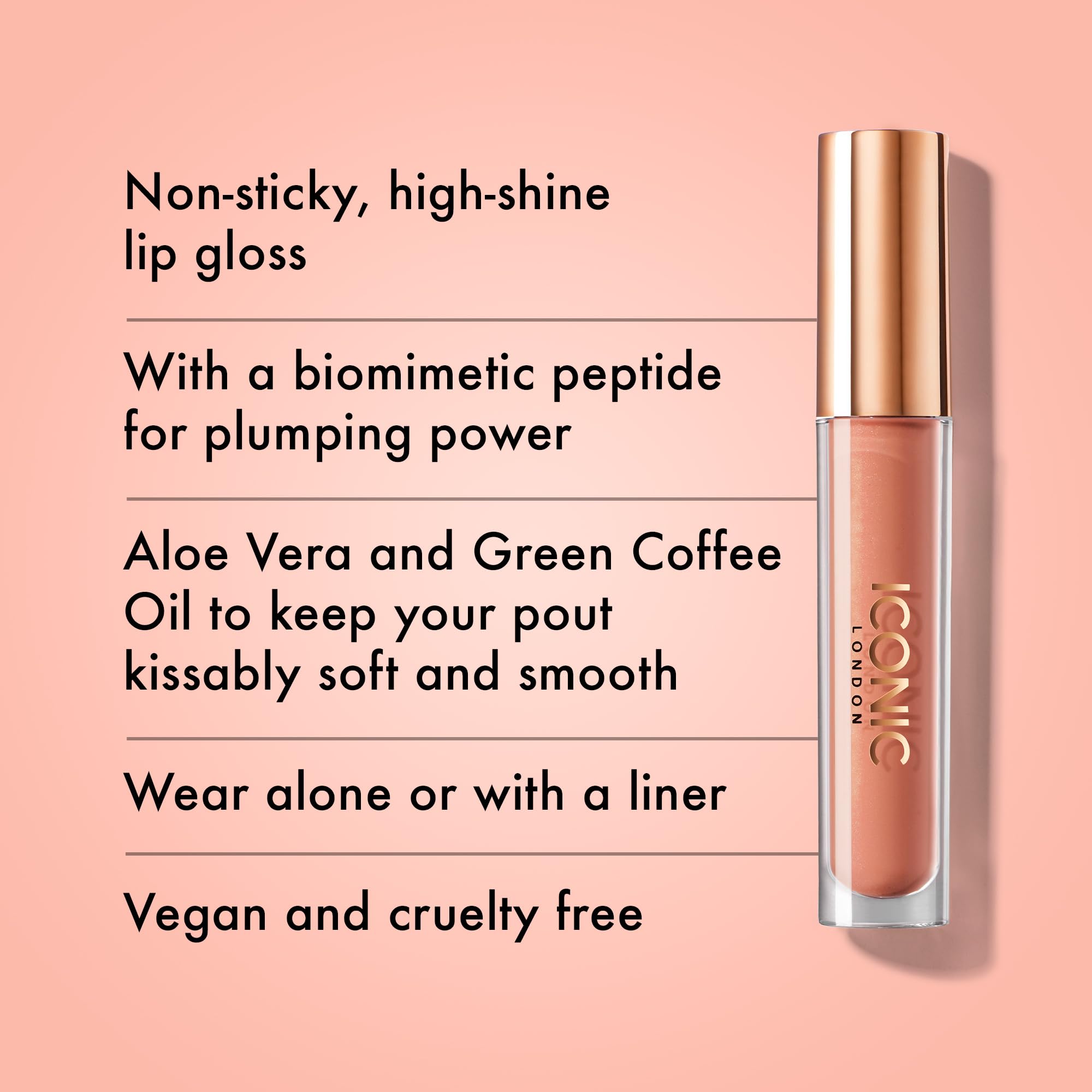 ICONIC LONDON Lip Pumping Gloss | High-Shine, Non Sticky, Lip Gloss infused with Biomimetic Peptide for Voluminous Looking Lips, Cruelty Free, Vegan Makeup, 0.16 Fl oz ICONIC LONDON buy supplements Au