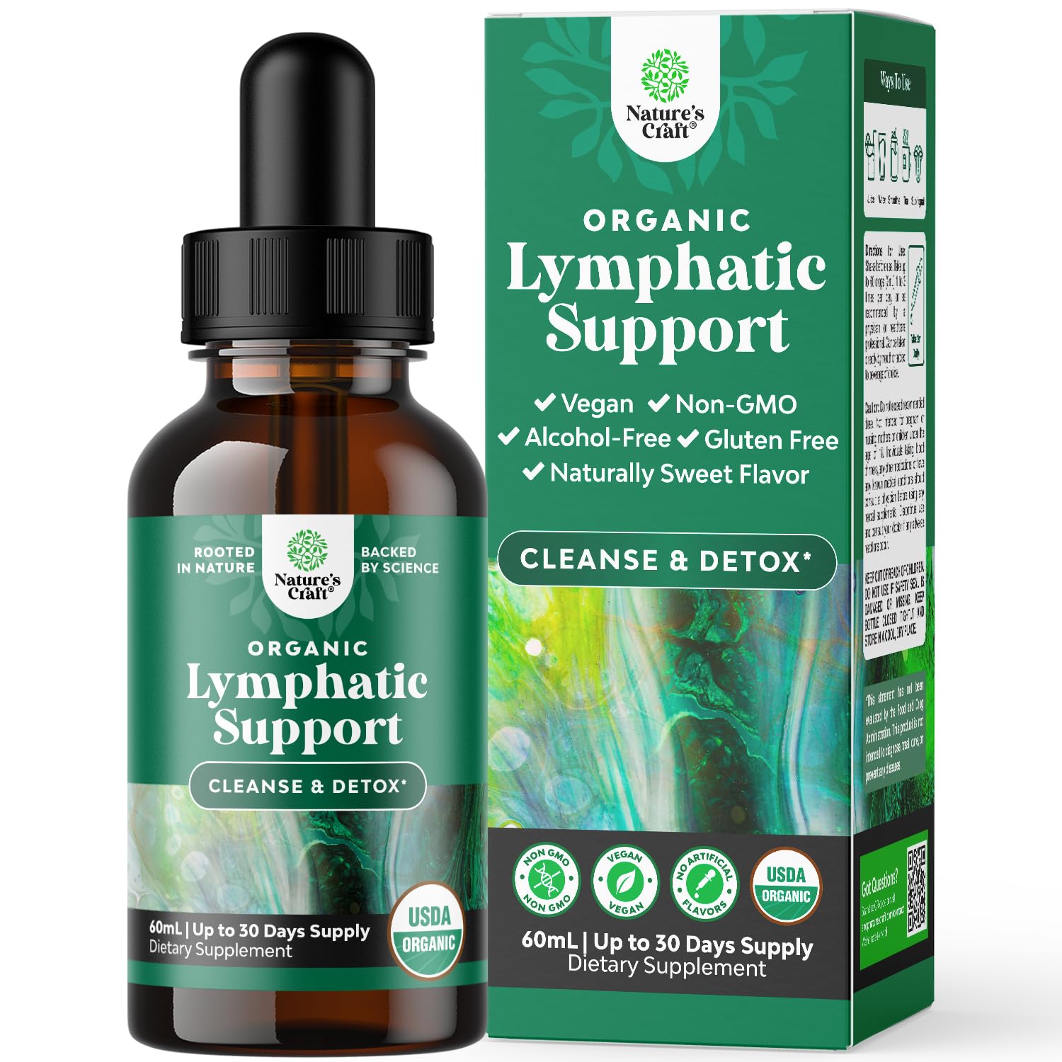 Organic Lymphatic Support Drainage Drops - Herbal Lymphatic Cleanse and Immune Support Supplement with Organic Echinacea Goldenseal & Red Clover Extract - Vegan Non GMO and Alcohol Free - 2 Fl Oz Natures Craft buy supplements Au