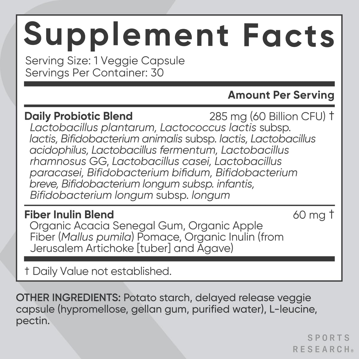 Sports Research Daily Probiotics with Prebiotics, 60 Billion CFU - Vegan Capsules for Gut Health & Digestive Support, Probiotics for Women & Men - Non-GMO Verified & Gluten Free - 30 Count Sports Research buy supplements Au