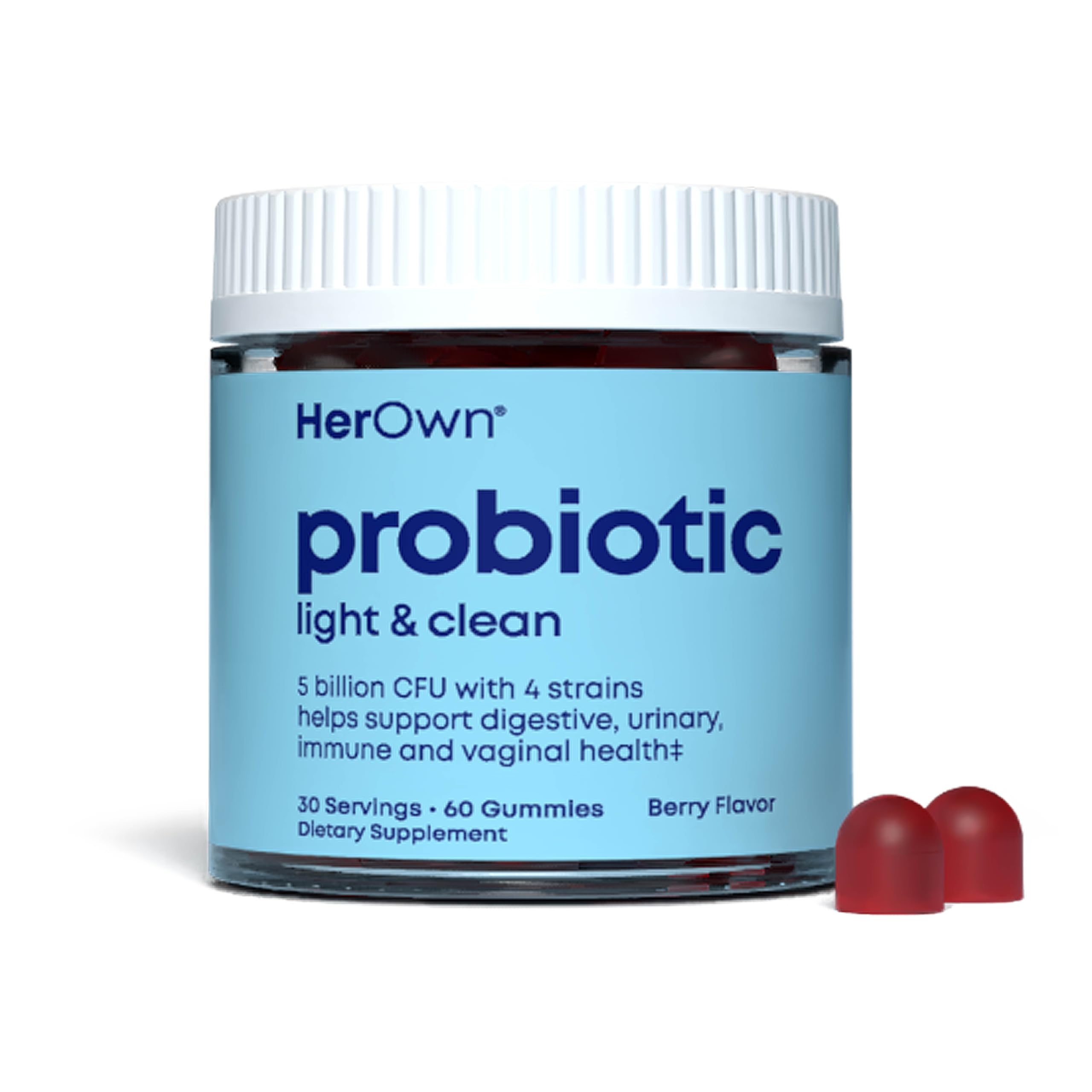 her own Probiotic & Prebiotic Gummy, Supports Digestive Health, Promotes Healthy Gut, Supports Immune Health, 5 Billion CFUs, Gluten and Soy Free,