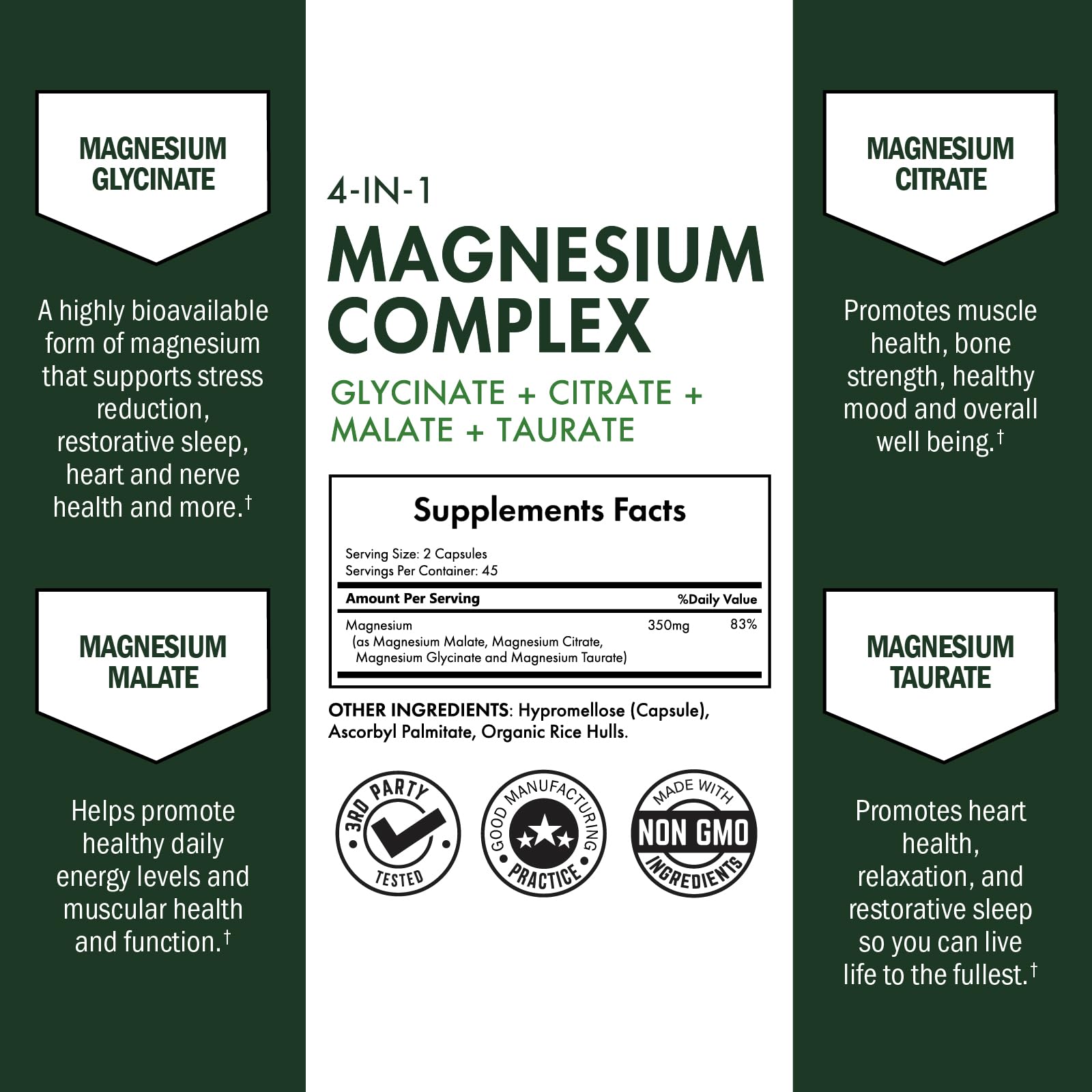 BioSchwartz Magnesium Complex Supplement (90 Capsules) 350mg Magnesium Glycinate Citrate Malate and Taurate Per Serving for Healthy Nerves Muscles Heart Sleep Support (Vegan, Gluten-Free, Non-GMO) BioSchwartz buy supplements Au