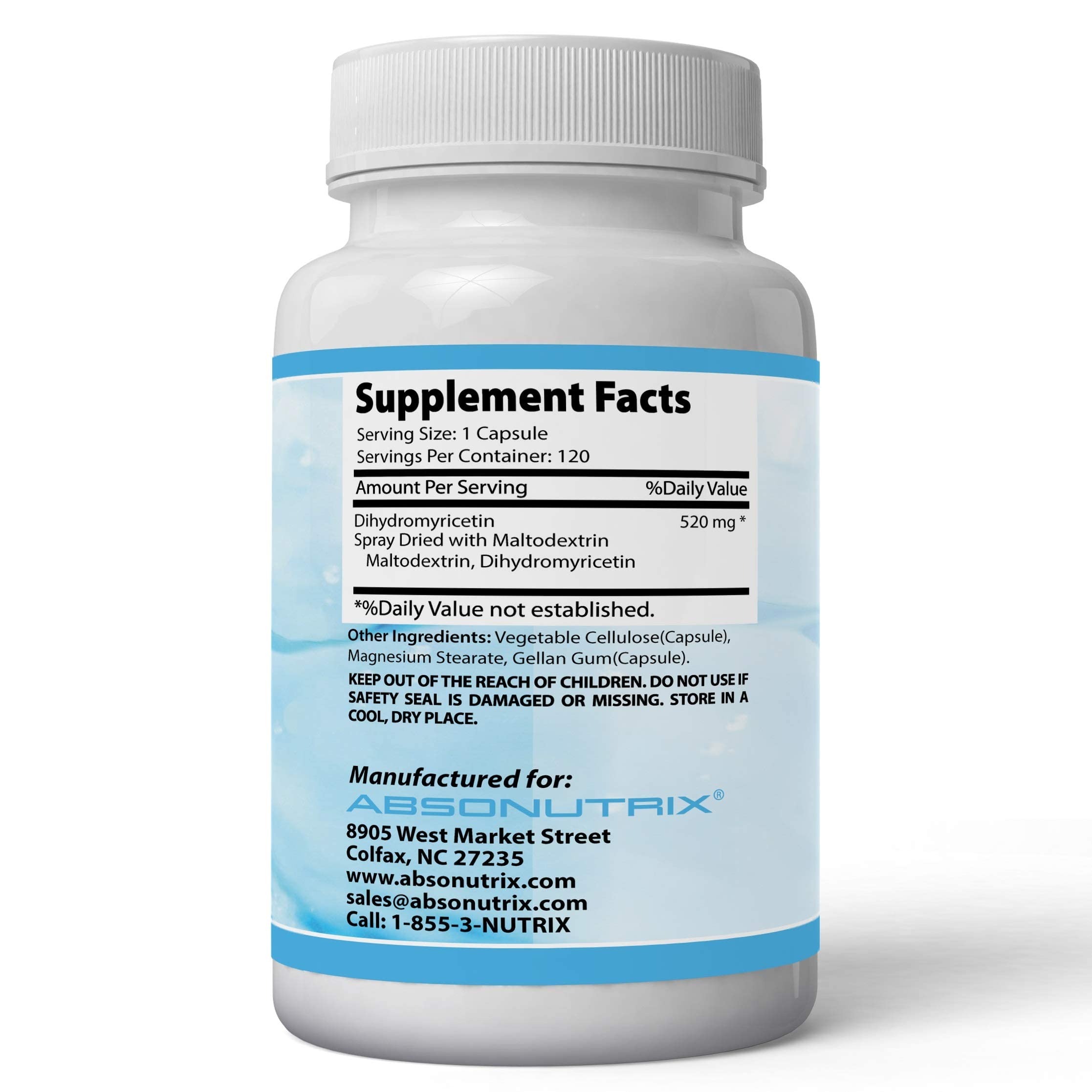Absonutrix Dihydromyricetin - 520 mg, 120 Servings, Made in USA, Quick Absorption, Quality Potent Ingredients, Third-Party Tested, Non-GMO, GMP Certified, Cruelty Free Products Absonutrix buy supplements Au