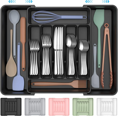 Extra Large Expandable Silverware Organizer, BPA-Free Food-Safe Cutlery