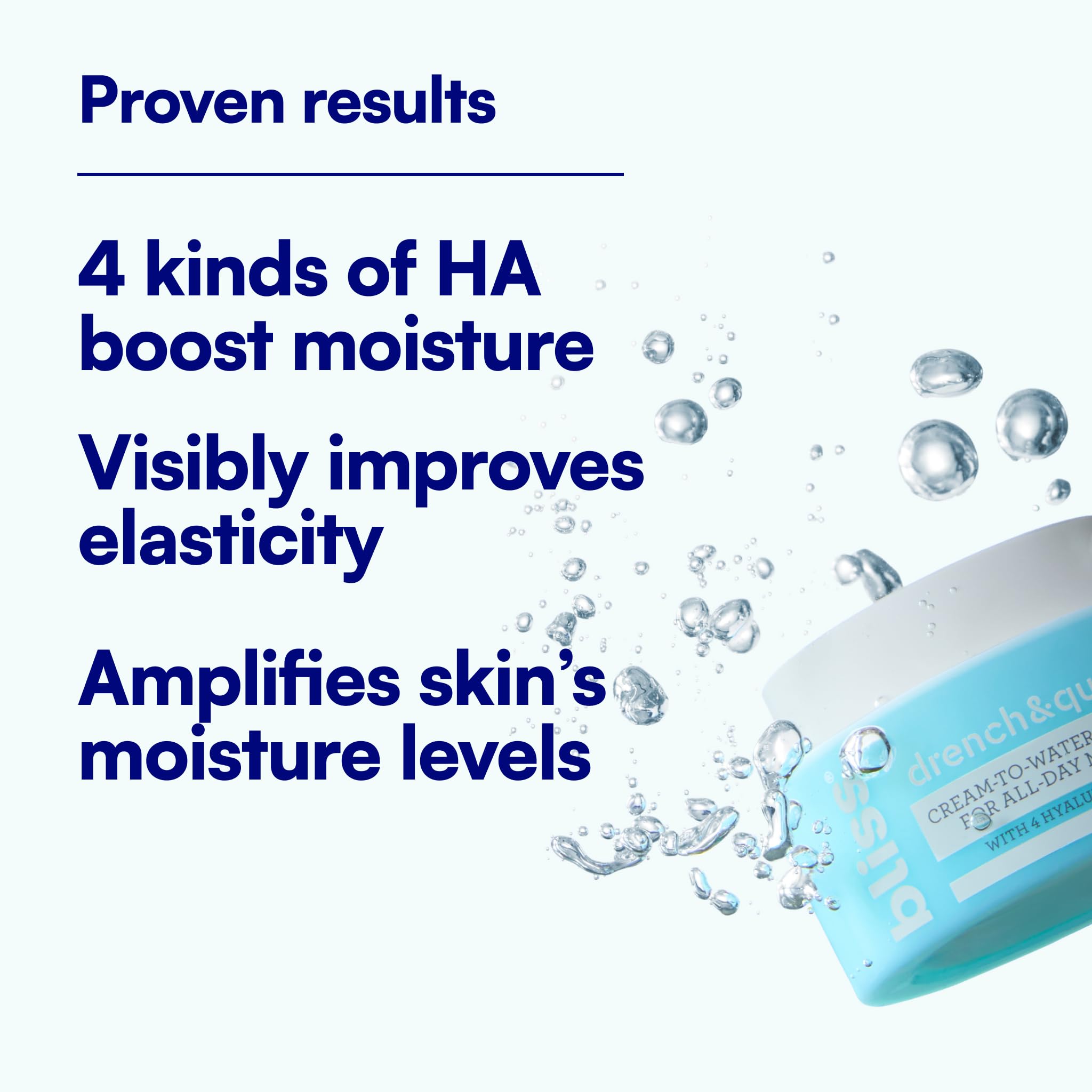 Bliss Drench & Quench Hyaluronic Acid Cream to Water Moisturizer | Lightweight Face Cream with 4 Types of Hyaluronic Acid for All Day Hydration and Plump Skin | Clean Vegan & Cruelty Free 1.7 fl oz BlissBuy Supplements Australia