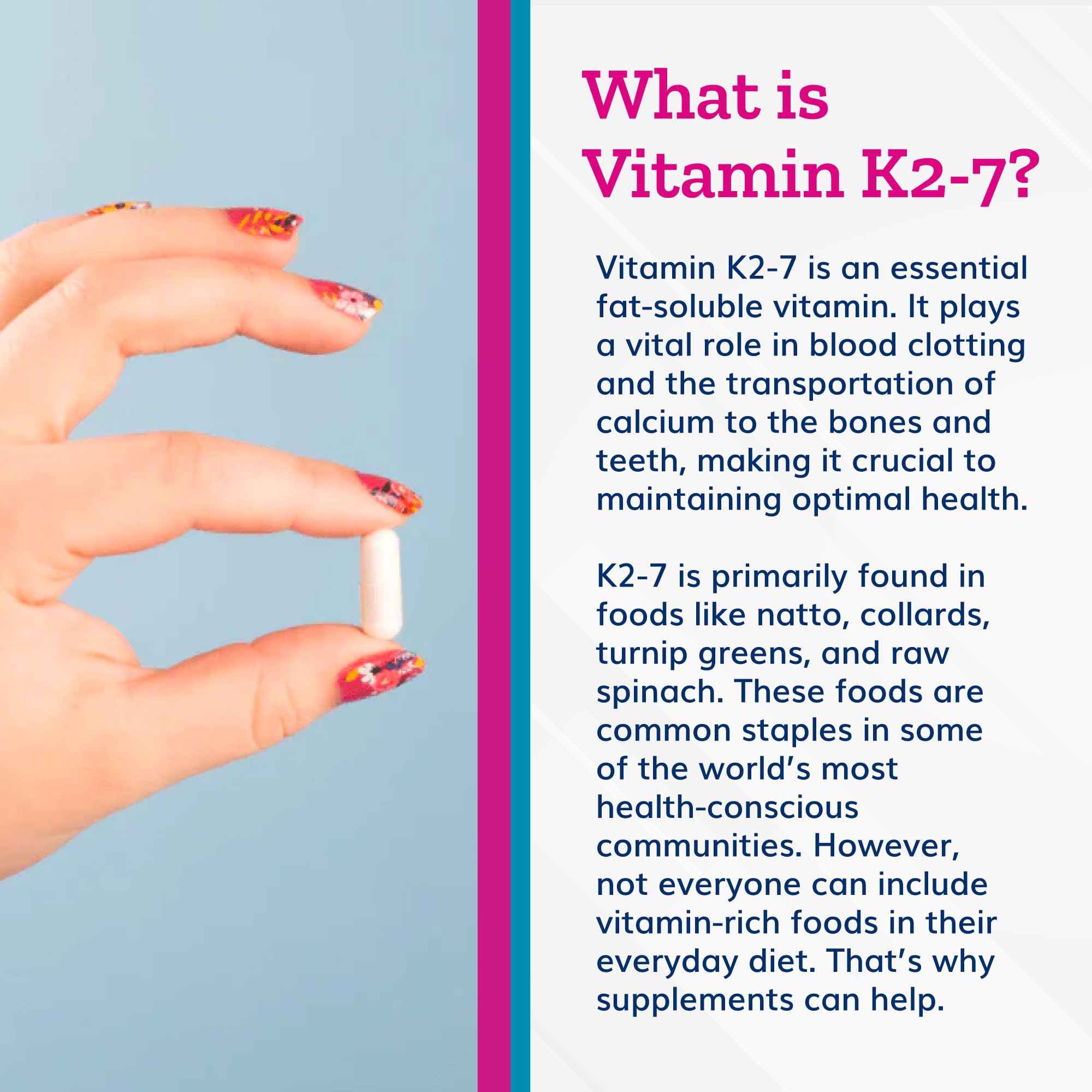 Just Thrive Vitamin K2-7 - Bone, Brain, and Heart Health K2 Vitamin Supplement, 60 Capsules