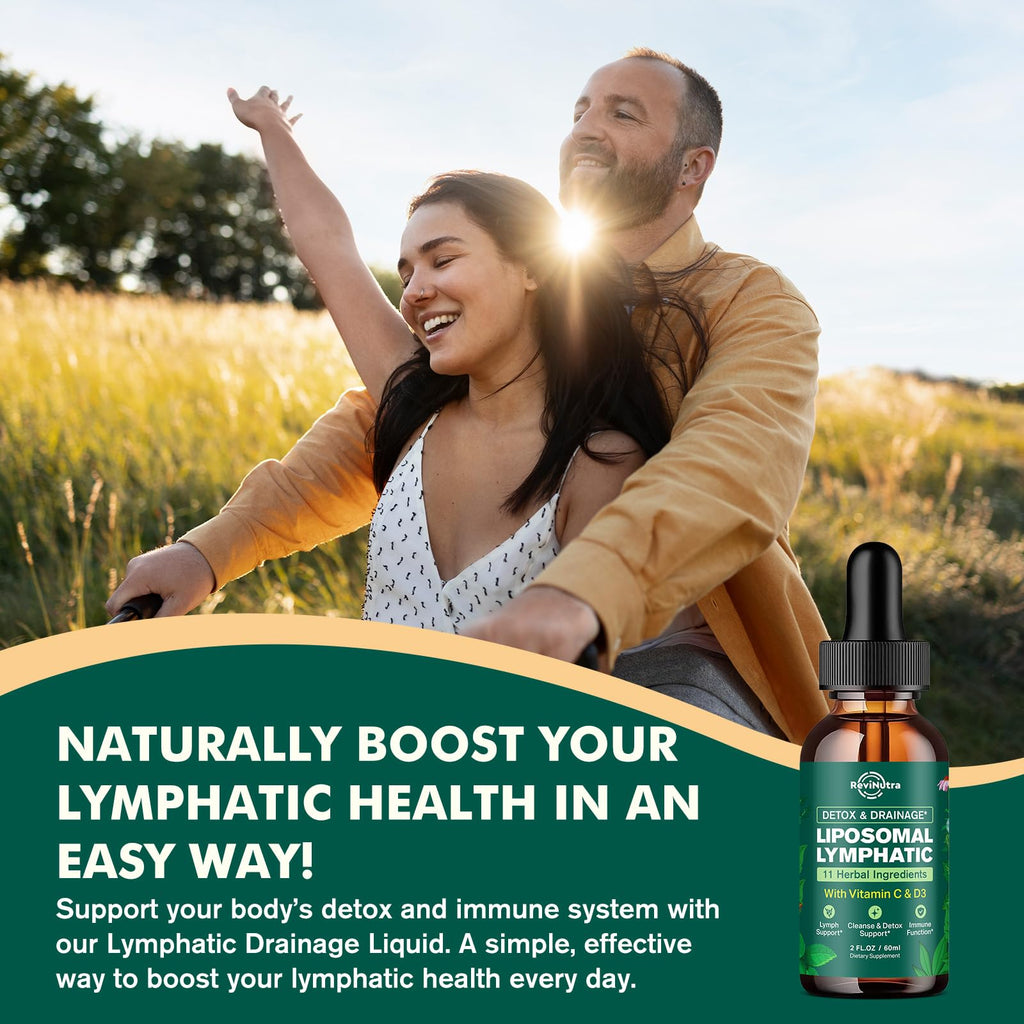 Liposomal Lymphatic Drainage Liquid Drops - Lymphatic Support Supplement with Dandelion Root, Cleavers, Echinacea, Calendula for Immune, Detox Cleanse, Lymph System Support, Lemon Flavor, 2 Fl Oz ReviNutra buy supplements Au