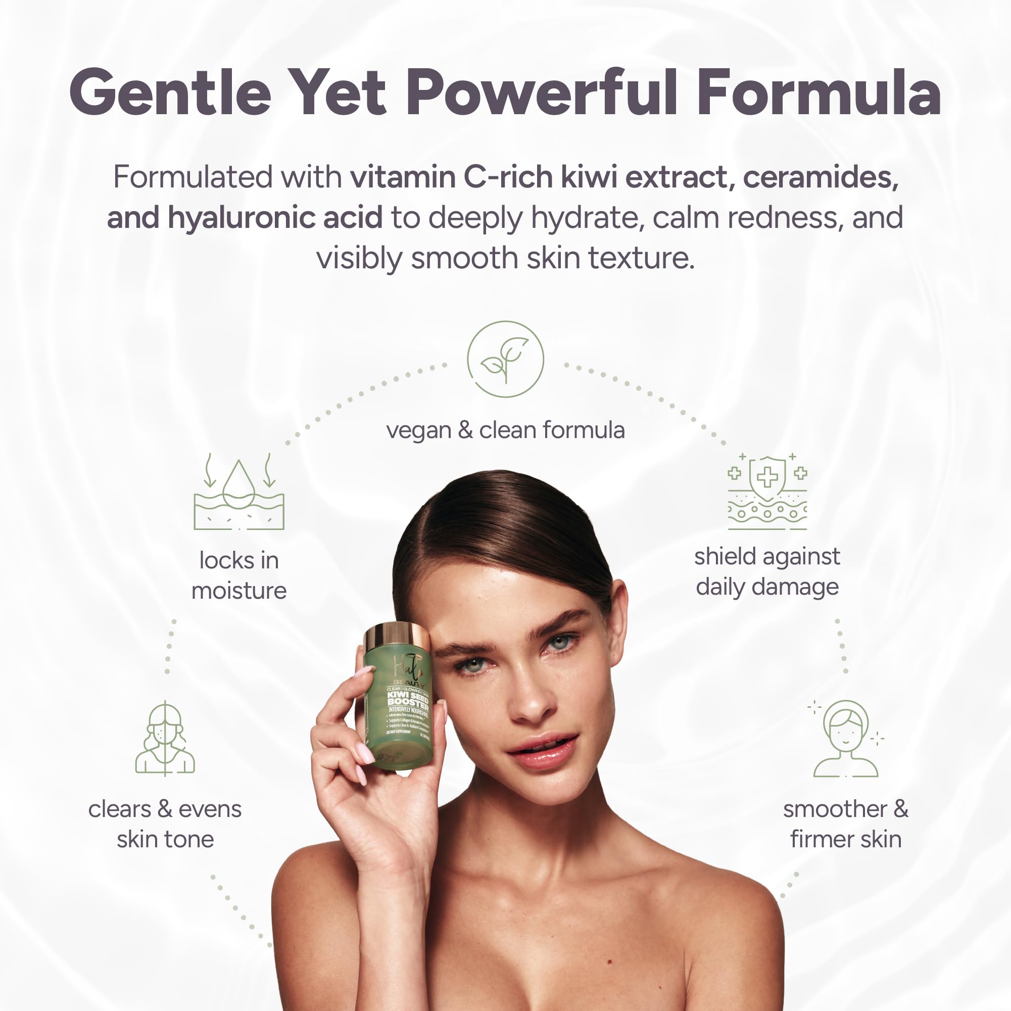 Halo Beauty Kiwi Seed Booster Skin Supplement Refill Pack | Anti-Aging Hydration & Glowing Skin Support with Kiwi Seed, Vitamin C, D3 & Zinc | Vegan Collagen Support Capsules | 1-Month Supply Halo BeautyBuy Supplements Australia