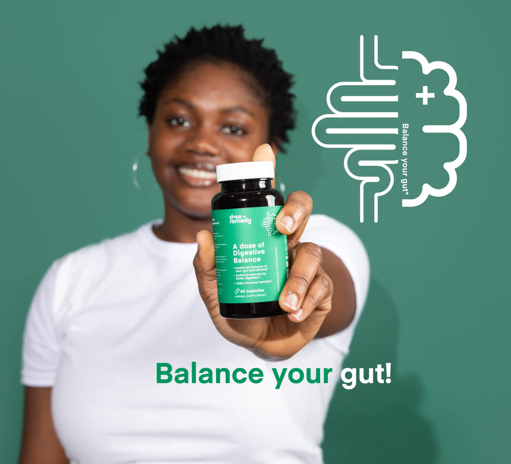 A dose of Digestive Balance-Gut Health Supplement-USDA-Kombucha, 7 Probiotic Strains and Prebiotics for Microbiome-Digestive Enzymes for Digestion
