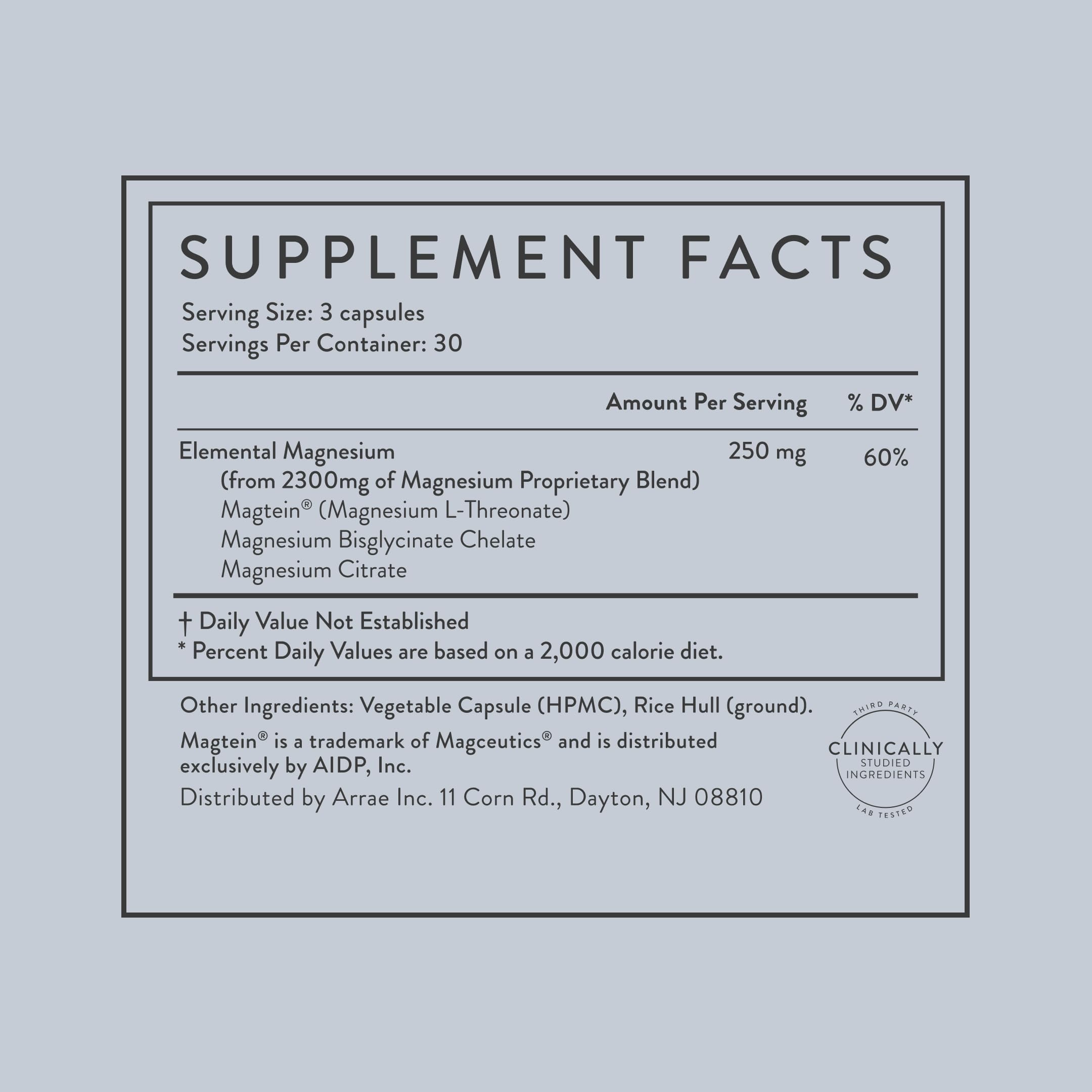 Arrae Magnesium Supplement, Magnesium Glycinate, Citrate & L-threonate, 250 mg, Support Mood, Sleep, Nerves, and Muscles,90 Capsules ArraeBuy Supplements Australia