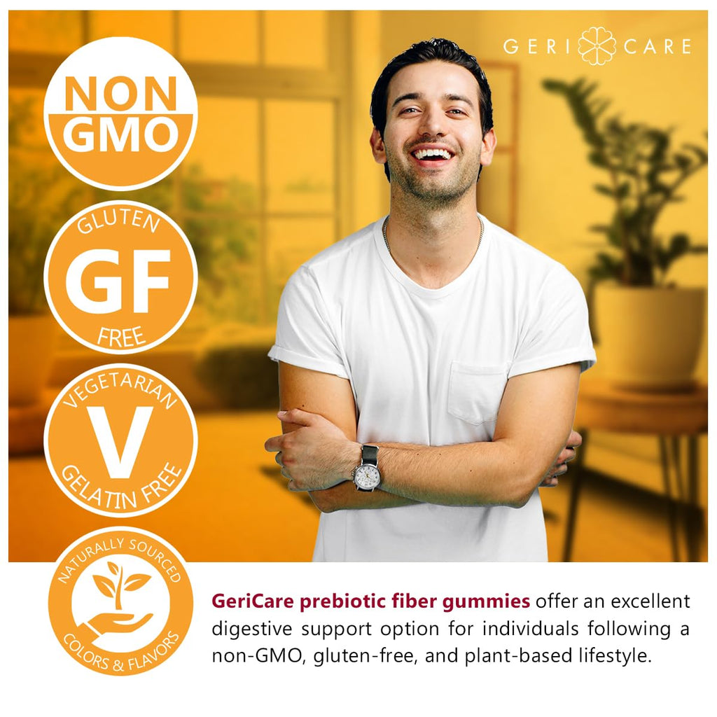 GeriCare Prebiotic Digestive Support, Gummies Compare to Metamucil Fiber Gummies, Berry Flavor, 72 Count, Plant-Based Fiber for Gut Health, Non-GMO,
