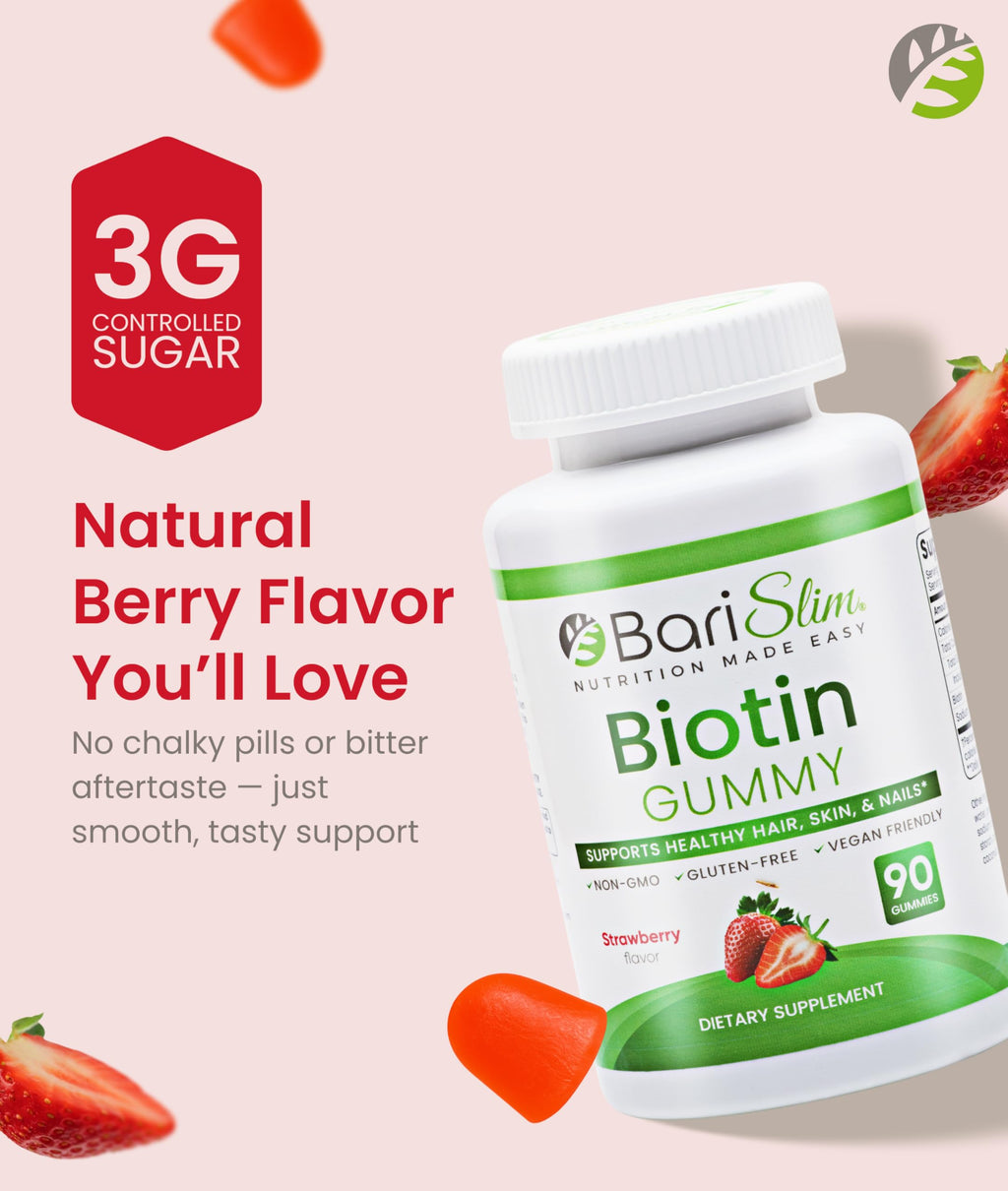BariSlim Bariatric Vitamin Biotin Gummies - Specially Formulated Gummy Vitamin for Patients After Weight Loss Surgery - Easy to Digest and Great Tasting Fruit Flavors | 90 Fruit Chews BariSlim buy supplements Au