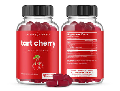 NutraChamps Tart Cherry Gummies - Tart Cherry Extract with Celery Seed - 60 Vegan Gummies (2-Pack)