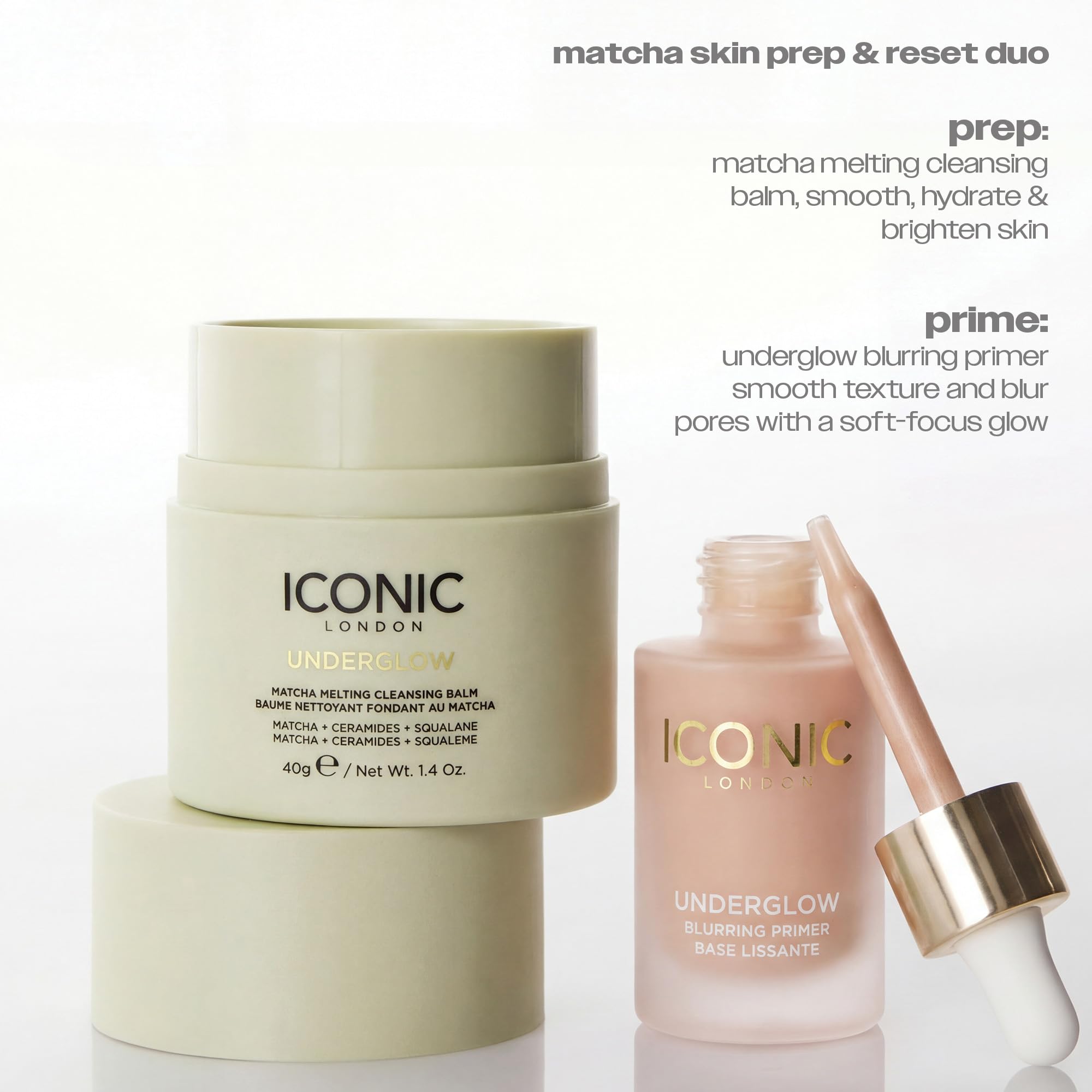 ICONIC LONDON Underglow Matcha Melting Cleansing Balm | Makeup Remover with Squalane & Ceramides for Softer, Plumper Skin | Vegan, 1.41 oz ICONIC LONDON buy supplements Au