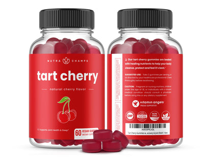 NutraChamps Tart Cherry Gummies - Tart Cherry Extract with Celery Seed - 60 Vegan Gummies (2-Pack)