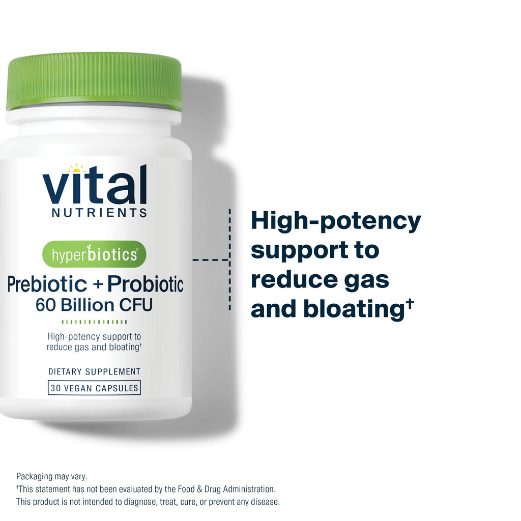 Hyperbiotics Vital Nutrients Prebiotic and Probiotic for Women and Men | 60 Billion CFU | Pre and Probiotics Supports Digestive Health, Constipation, Diarrhea,